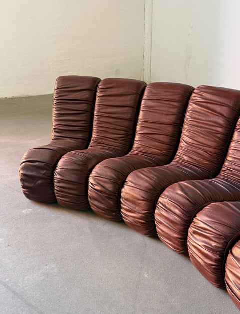 sofa "Snejk", 13 modułów, skóra, cherry