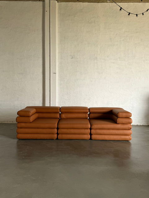 Sofa modułowa Biszkopt skóra naturalna karmel