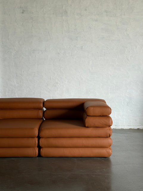 sofa modułowa "Biszkopt", skóra naturalna, karmel