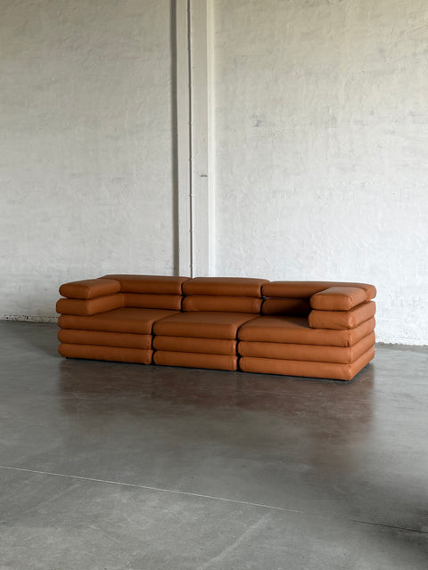 Sofa modułowa Biszkopt skóra naturalna karmel