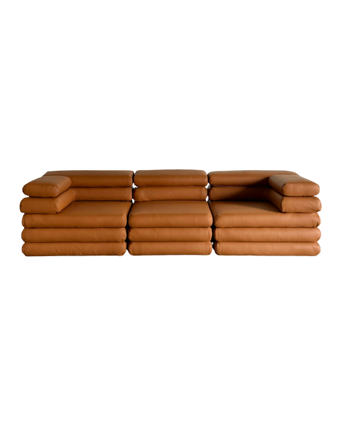 sofa modułowa "Biszkopt", skóra naturalna, karmel