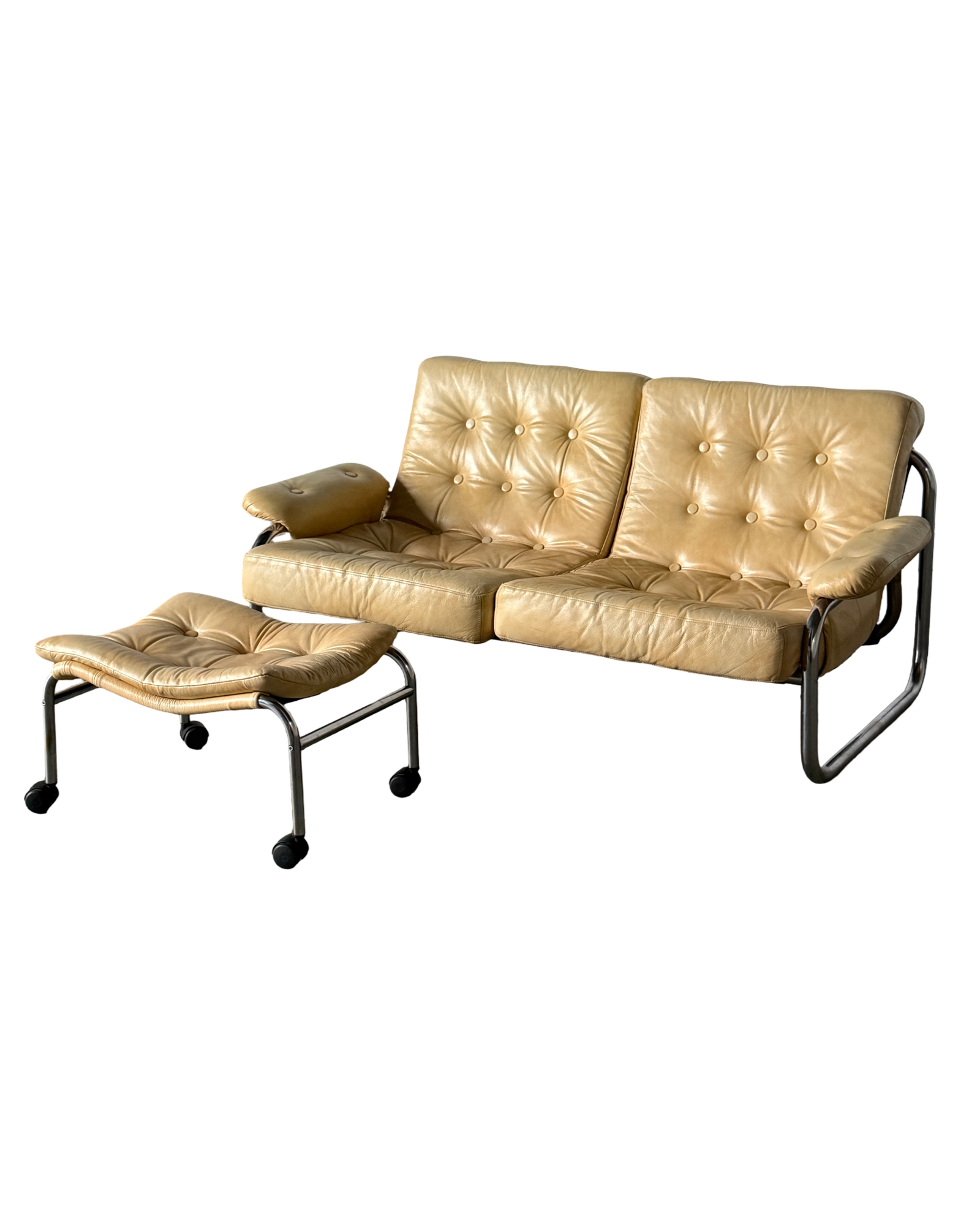 kultowa sofa Borkum z podnóżkiem, Ikea vintage, proj. J.B Haggstrom