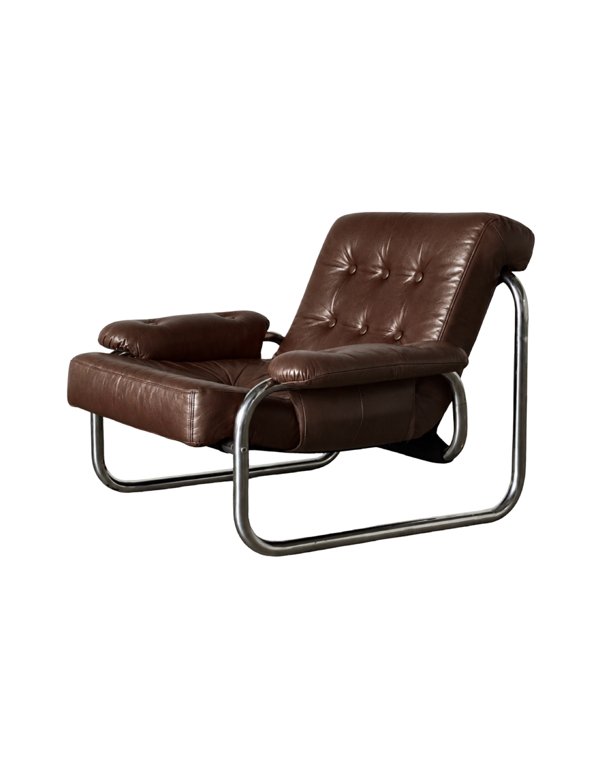 kultowy fotel Ikea Borkum, lata 70, skóra naturalna w kolorze czekoladowym