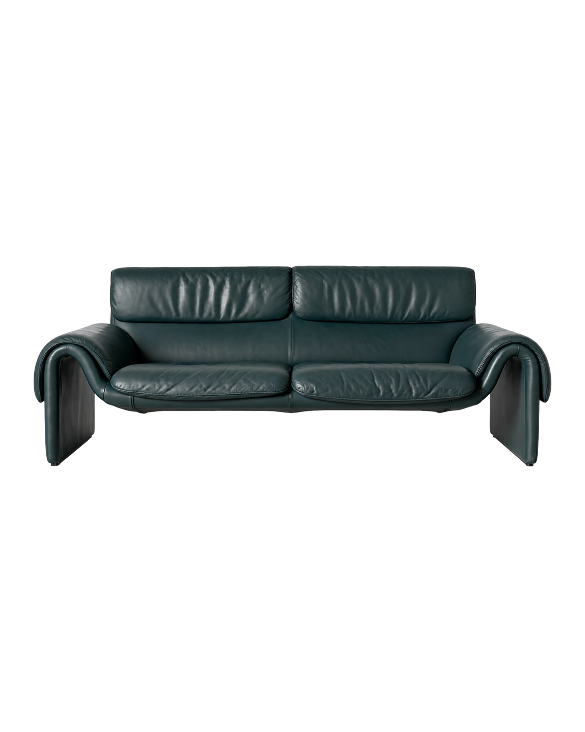 sofa De Sede SD2011, lata 80/90, sygnowana, skóra naturalna, morska zieleń