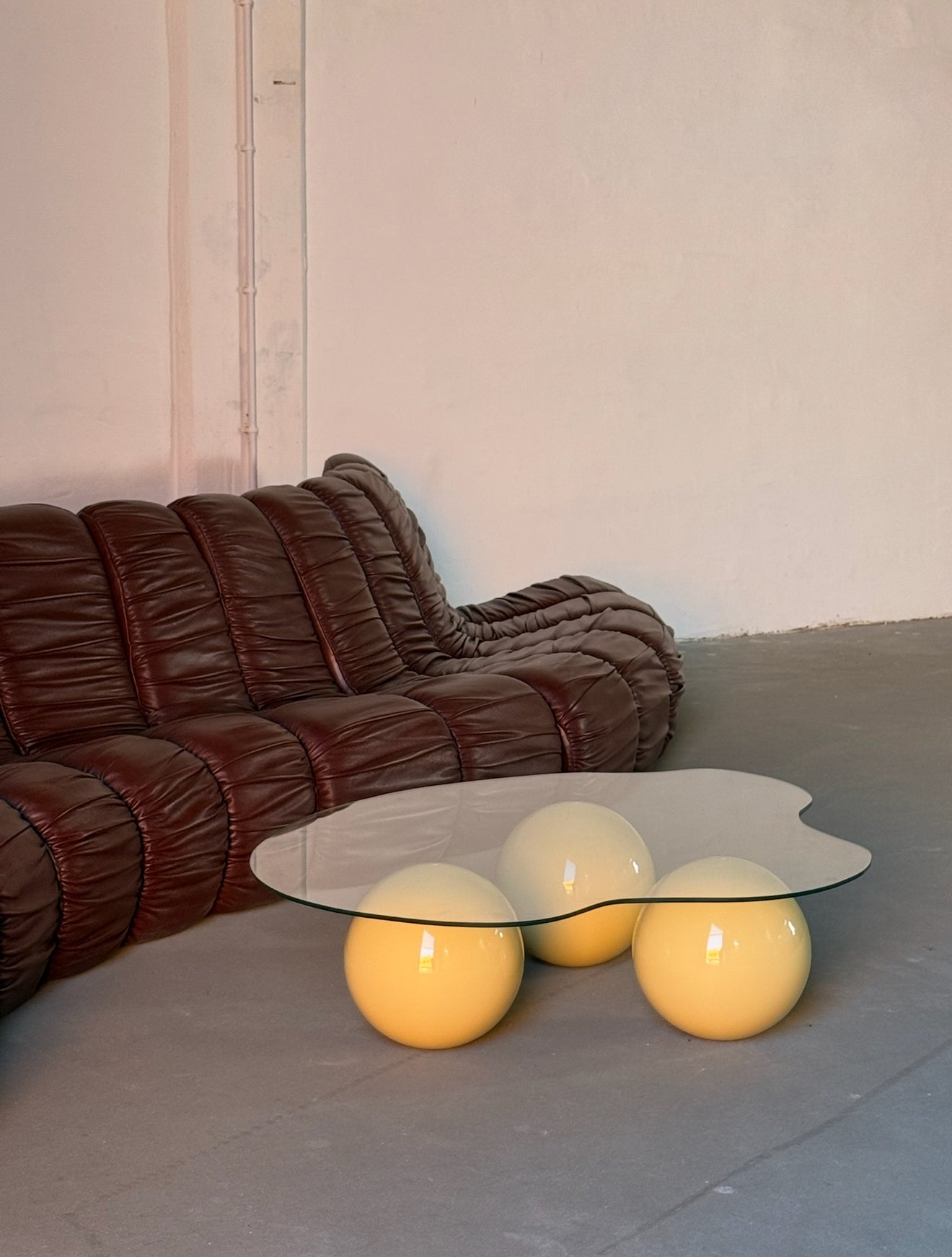 sofa "Snejk", 13 modułów, skóra, cherry