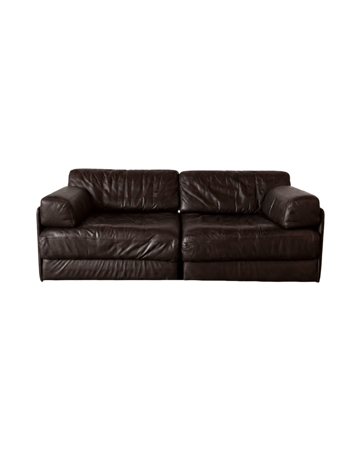 sofa De Sede DS76, funkcja spania, skóra w kolorze gorzkiej czekolady