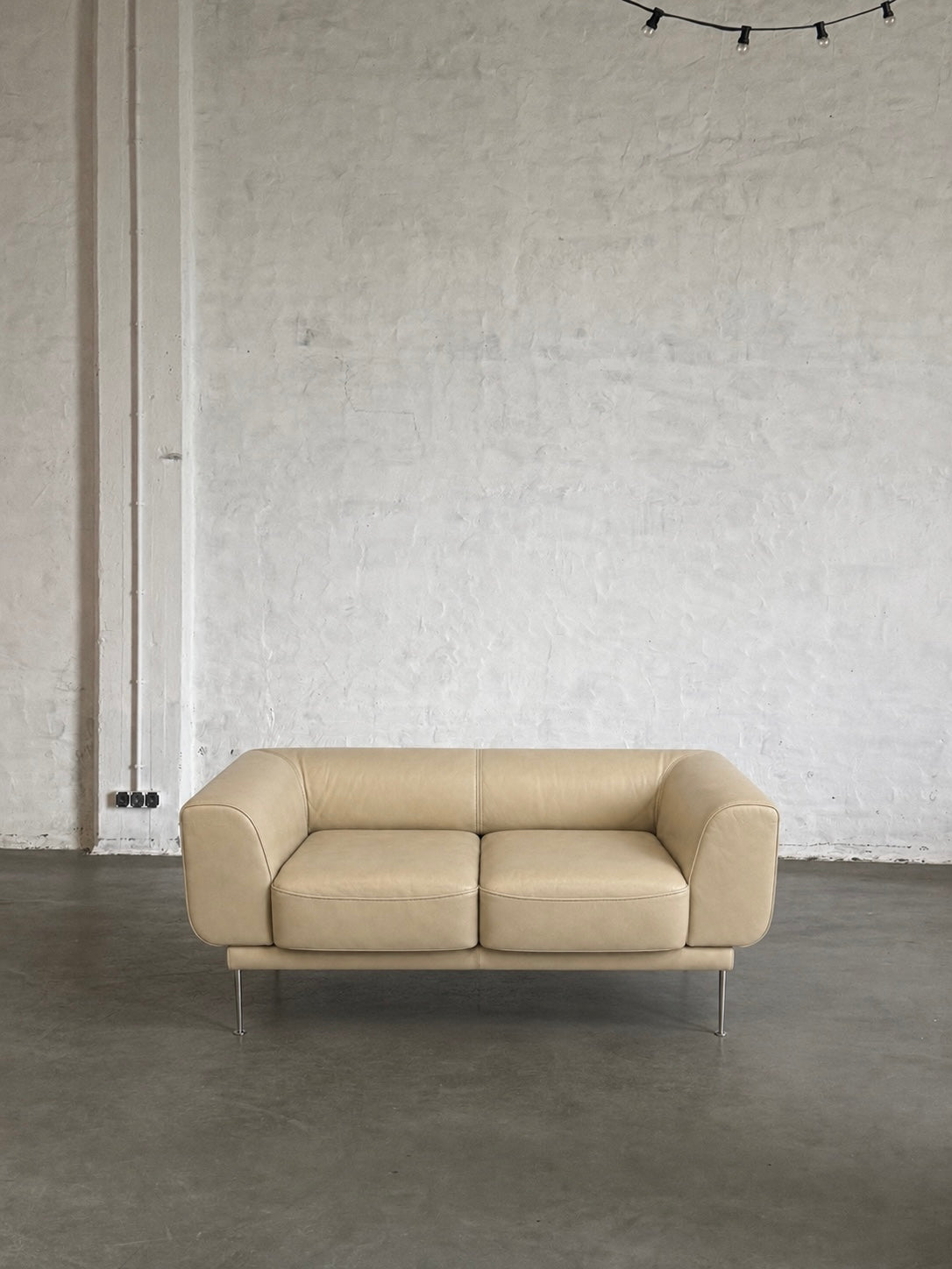 sofa Kiwi, lata 2000, piaskowa skóra naturalna
