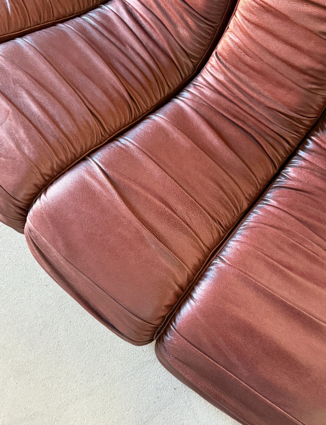 sofa "Snejk", 13 modułów, skóra, cherry