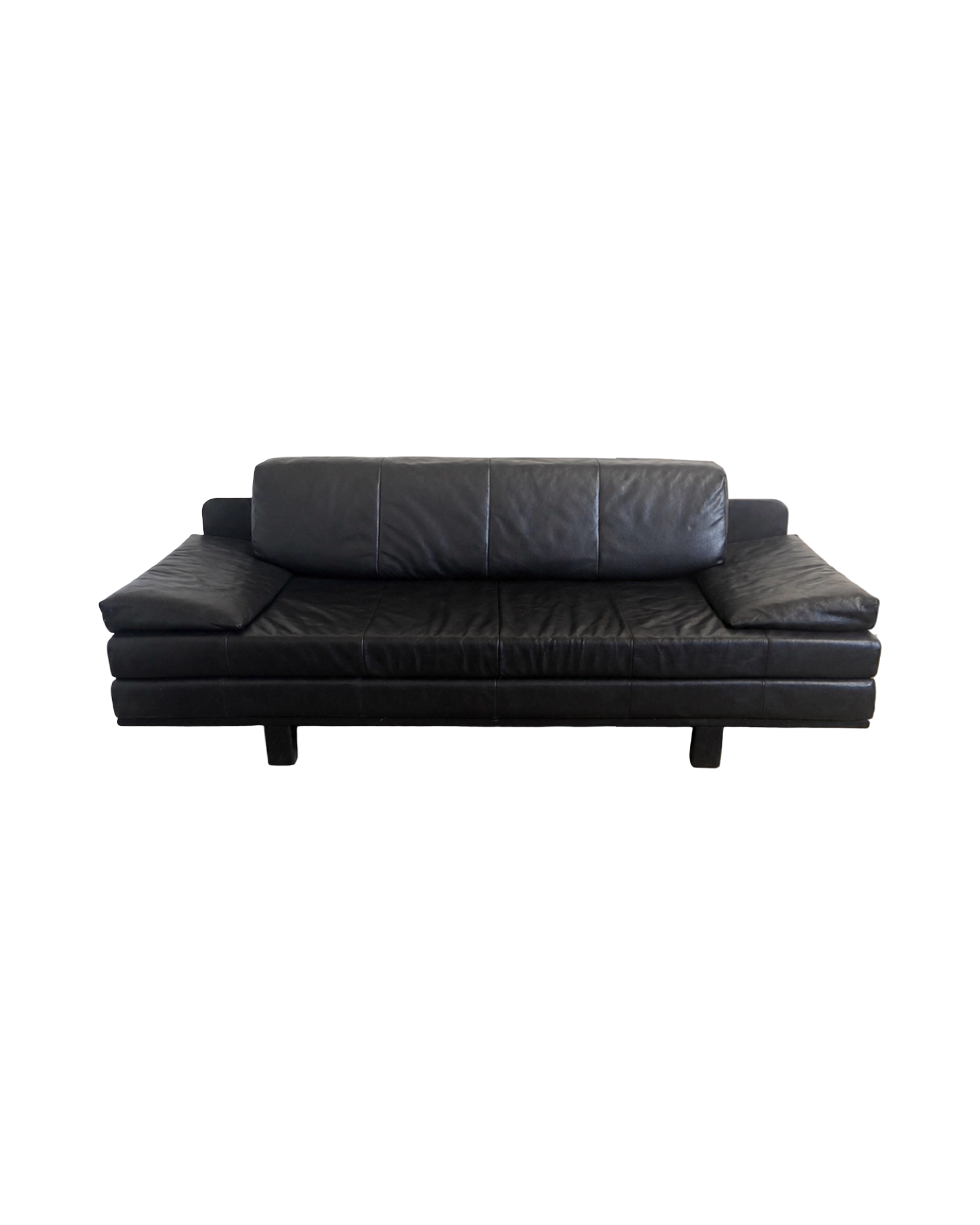 sofa z funkcją spania, lata 80, skóra naturalna