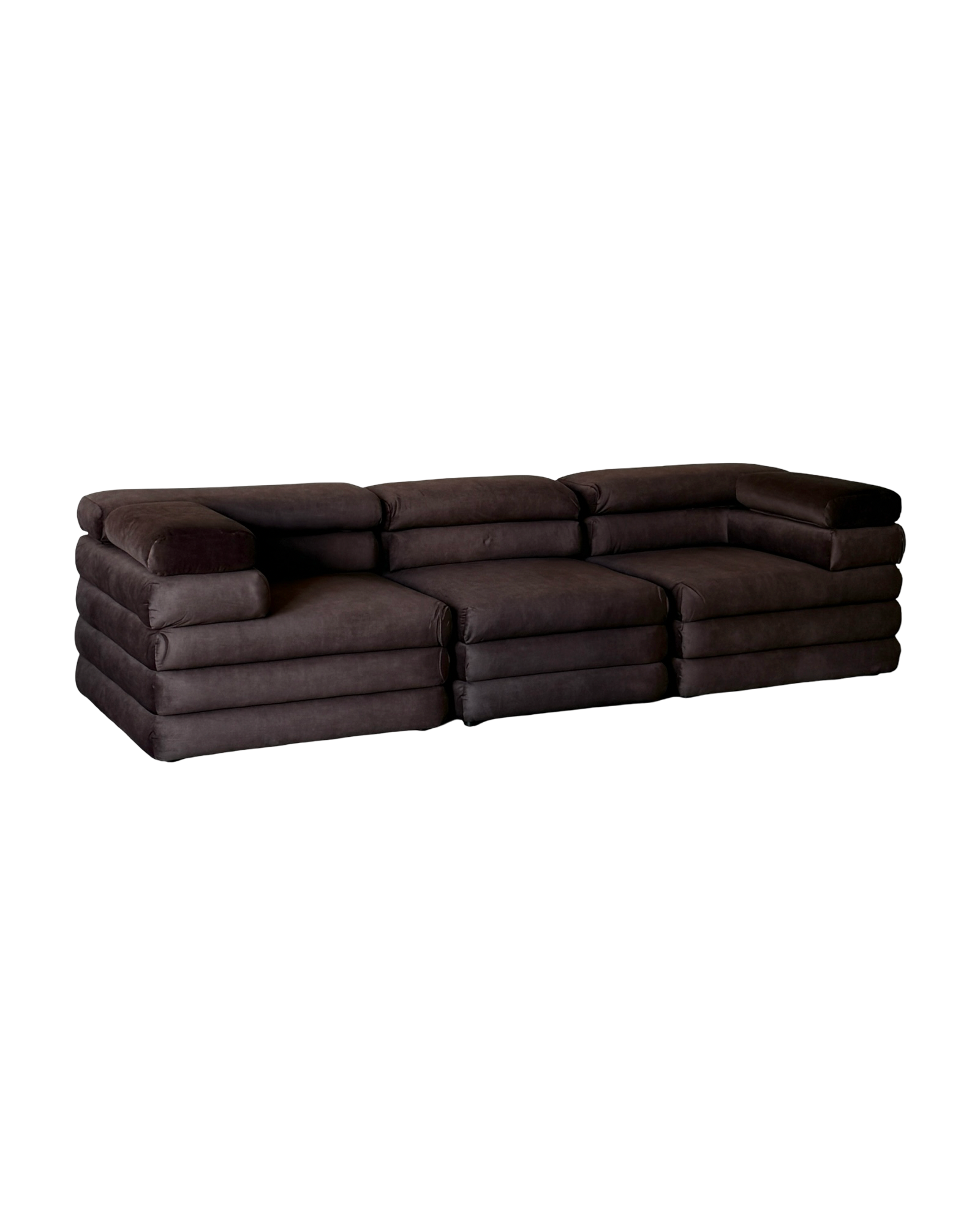 sofa modułowa Biszkopt, welur w kolorze kakao
