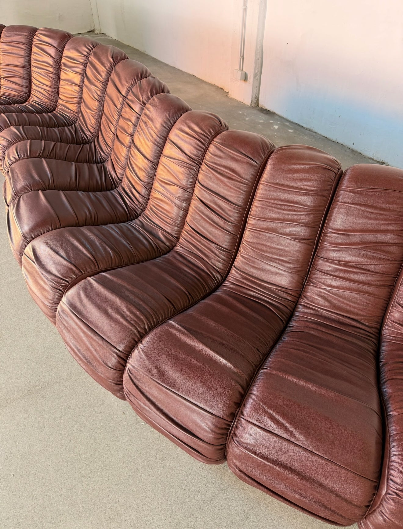 sofa "Snejk", 13 modułów, skóra, cherry