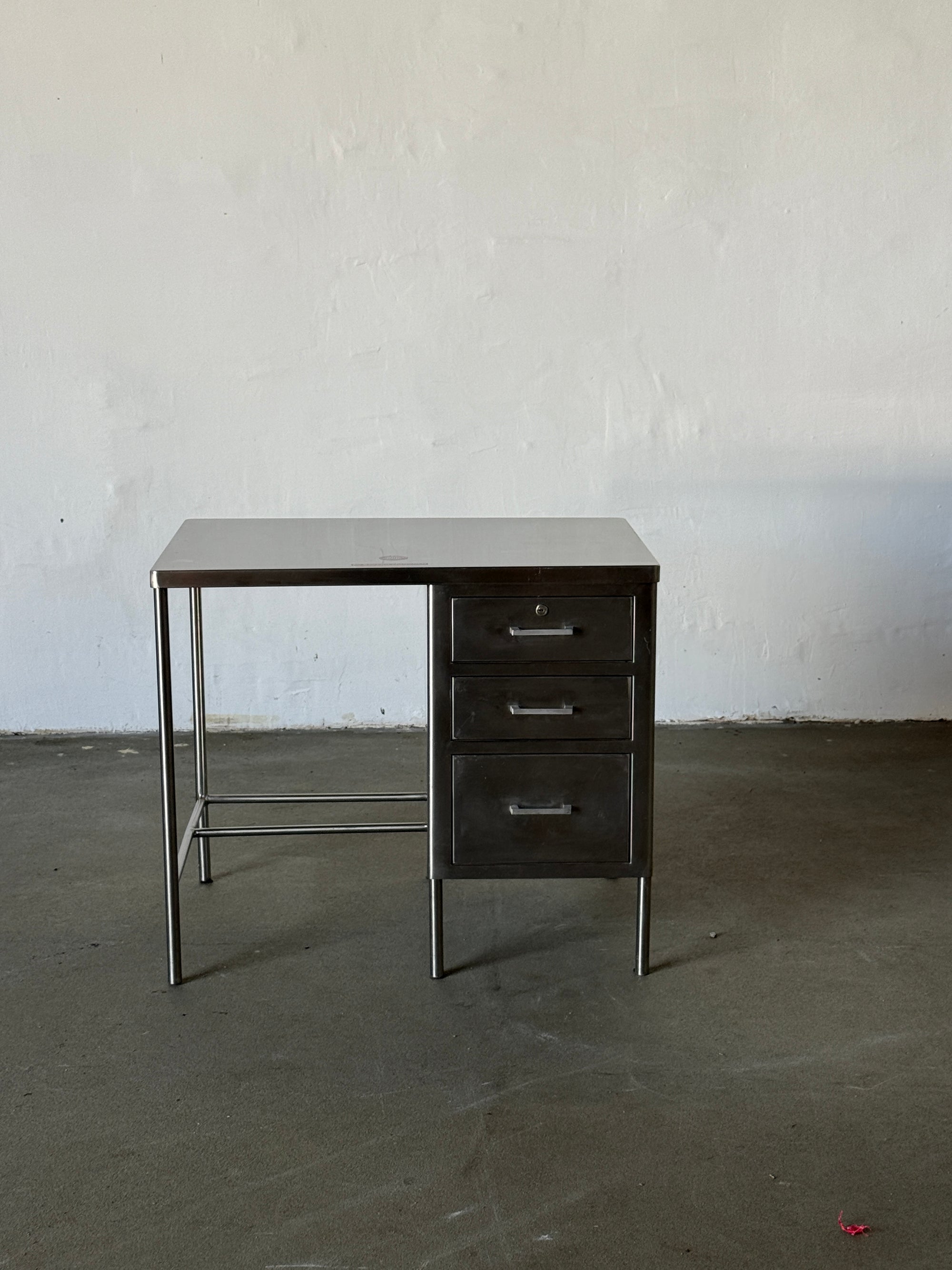 stainless steel Atlas desk, 1980s