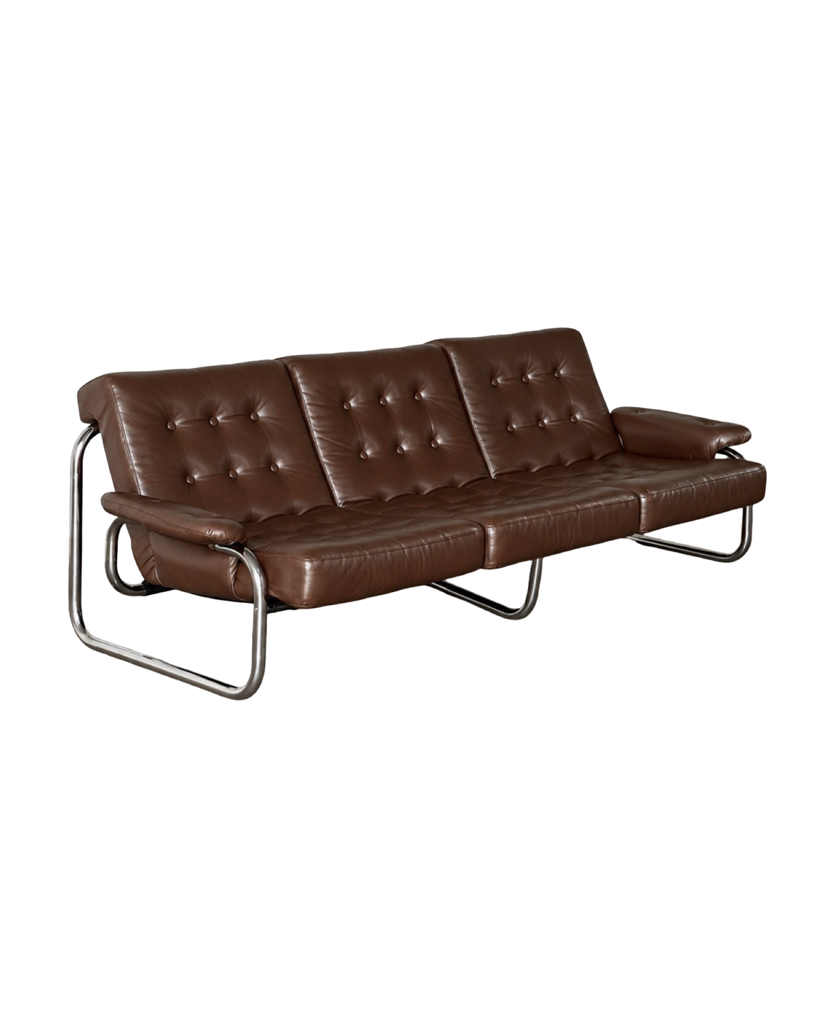 kultowa sofa Ikea Borkum 3 osobowa, lata 70, skóra naturalna w kolorze czekoladowym