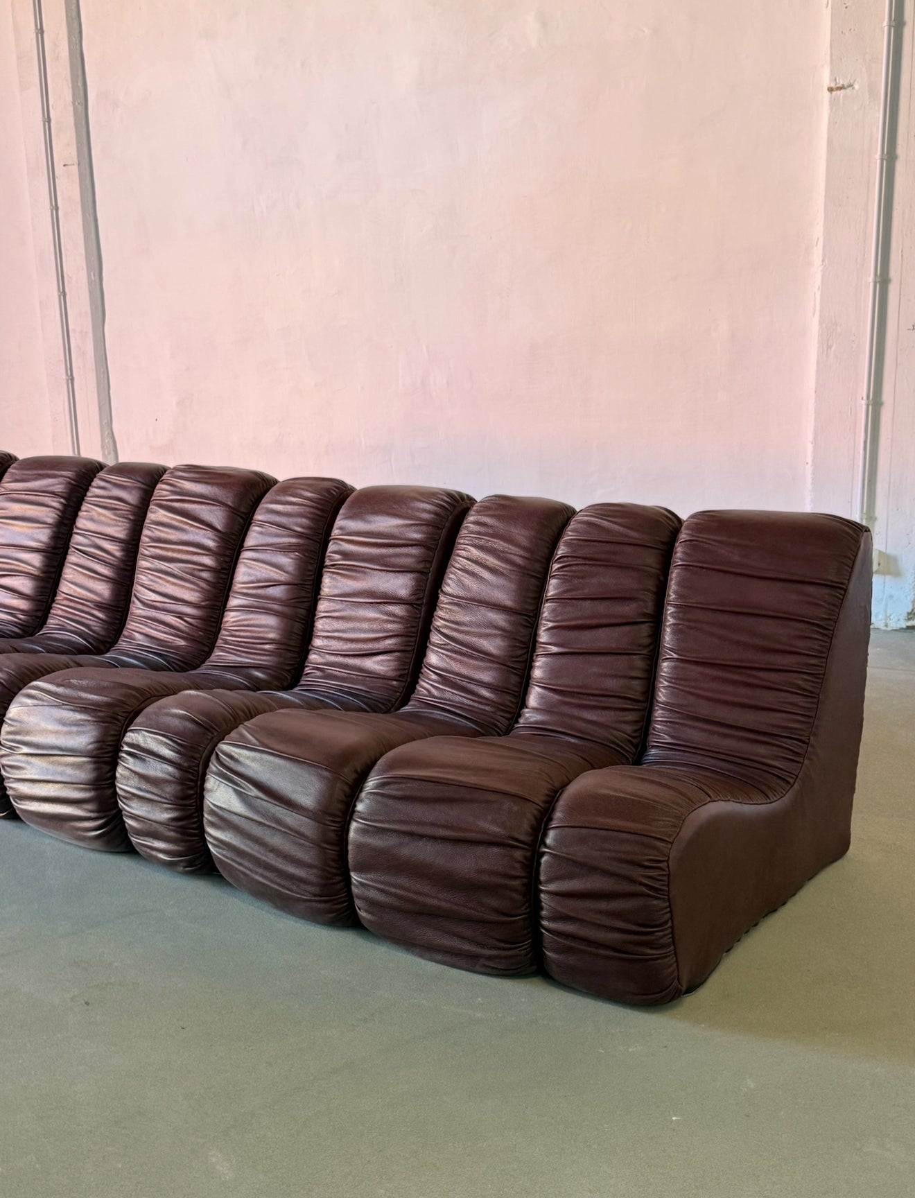 sofa "Snejk", 13 modułów, skóra, cherry