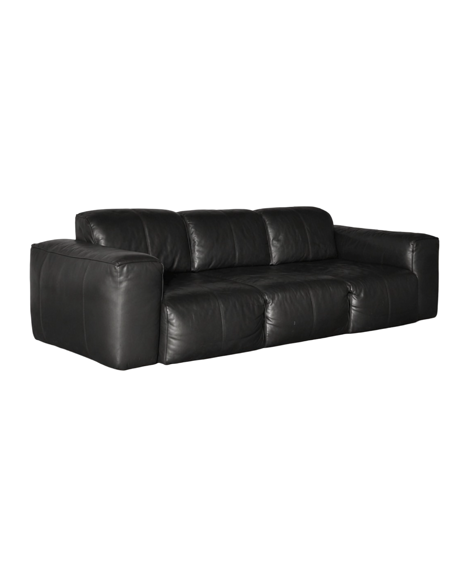 Sofa Blok, lata 00, czarna skóra naturalna