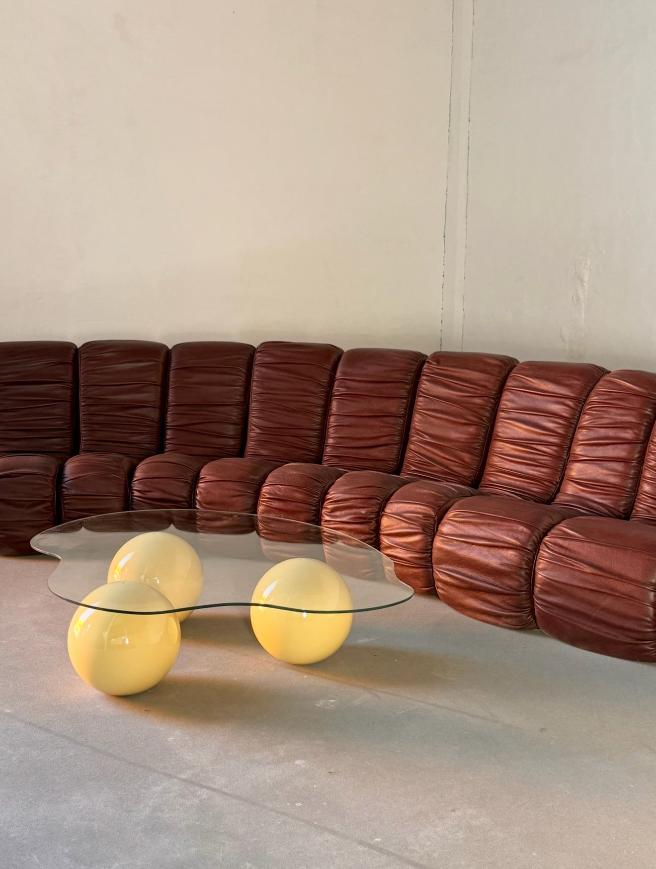 sofa "Snejk", 13 modułów, skóra, cherry