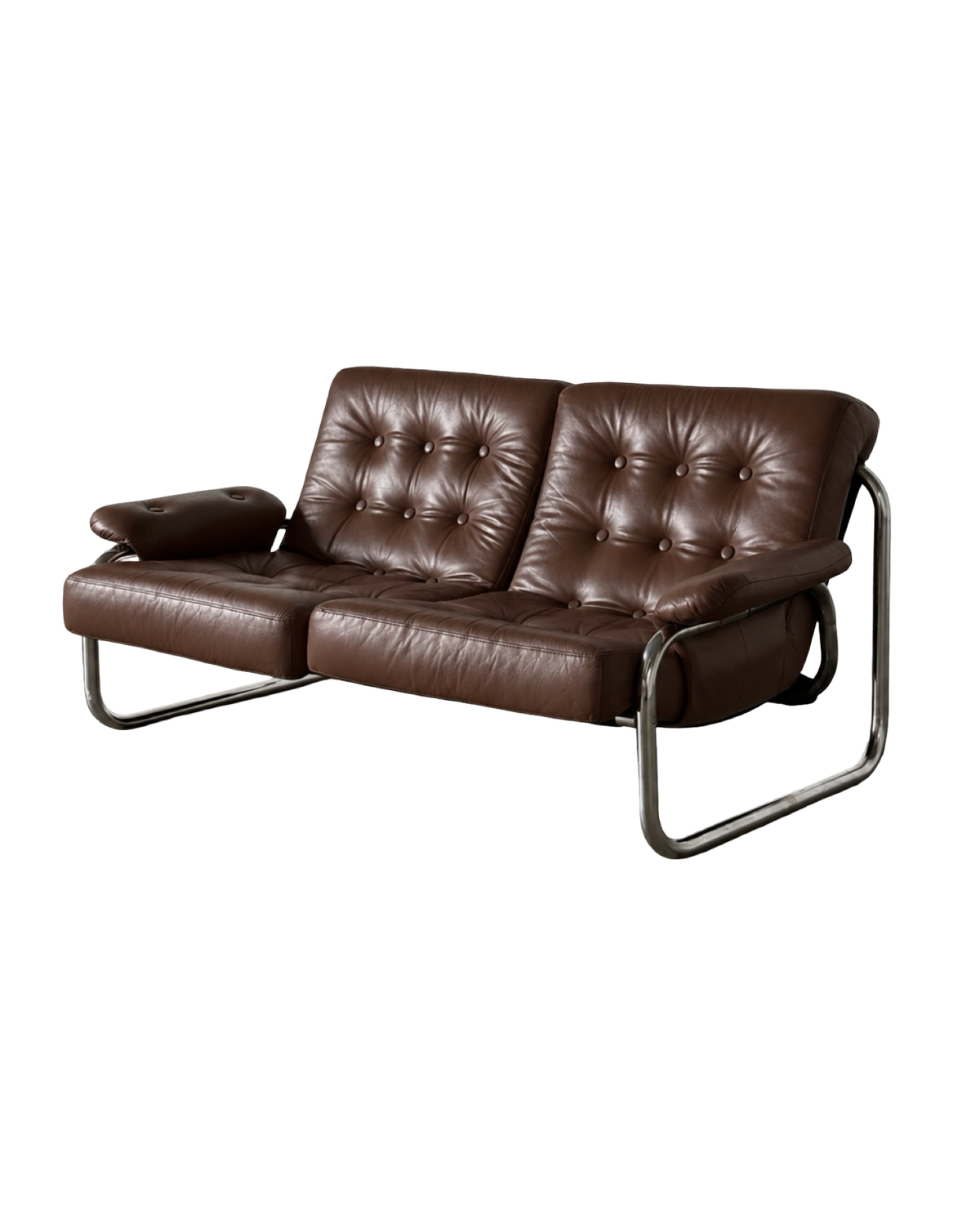 kultowa sofa Ikea Borkum 2 osobowa, lata 70, skóra naturalna w kolorze czekoladowym
