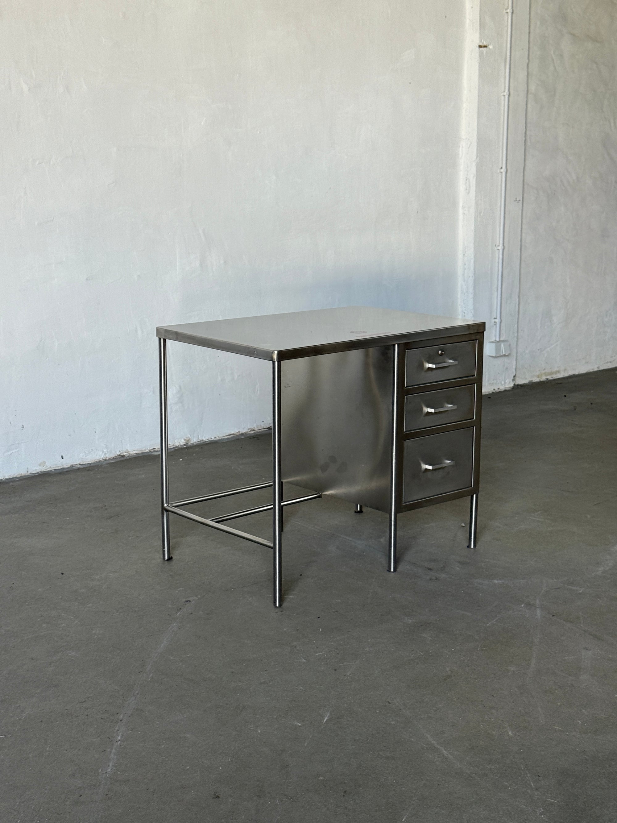 stainless steel Atlas desk, 1980s