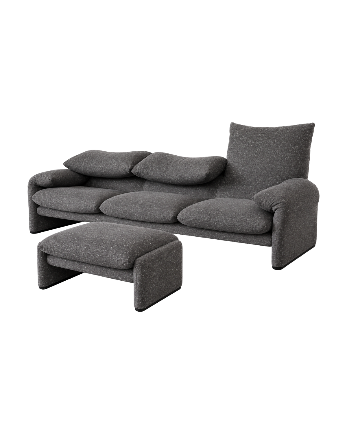 sofa Cassina Maralunga 3 osobowa z podnóżkiem, tapicerka z jedwabnej tkaniny