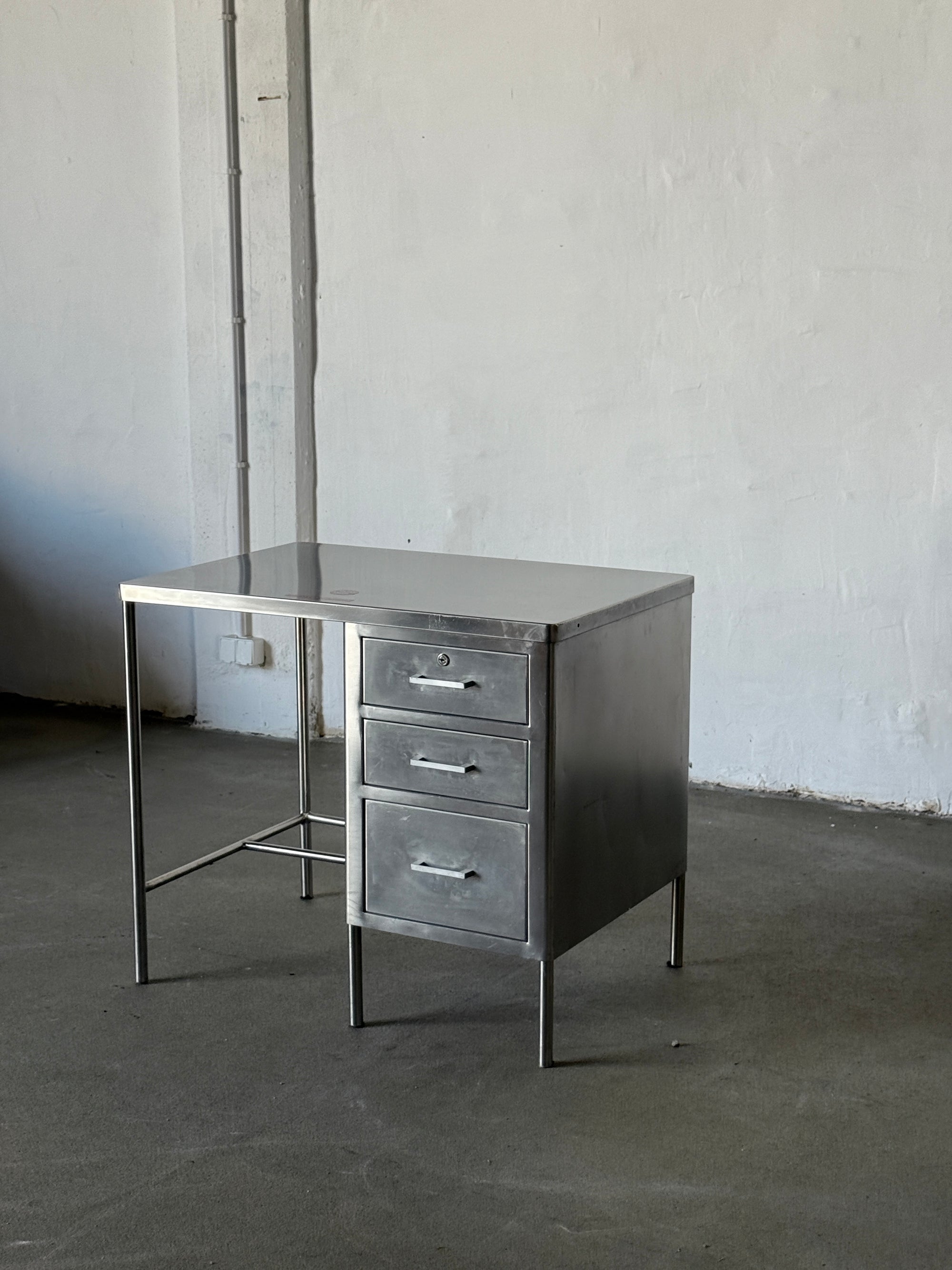 stainless steel Atlas desk, 1980s