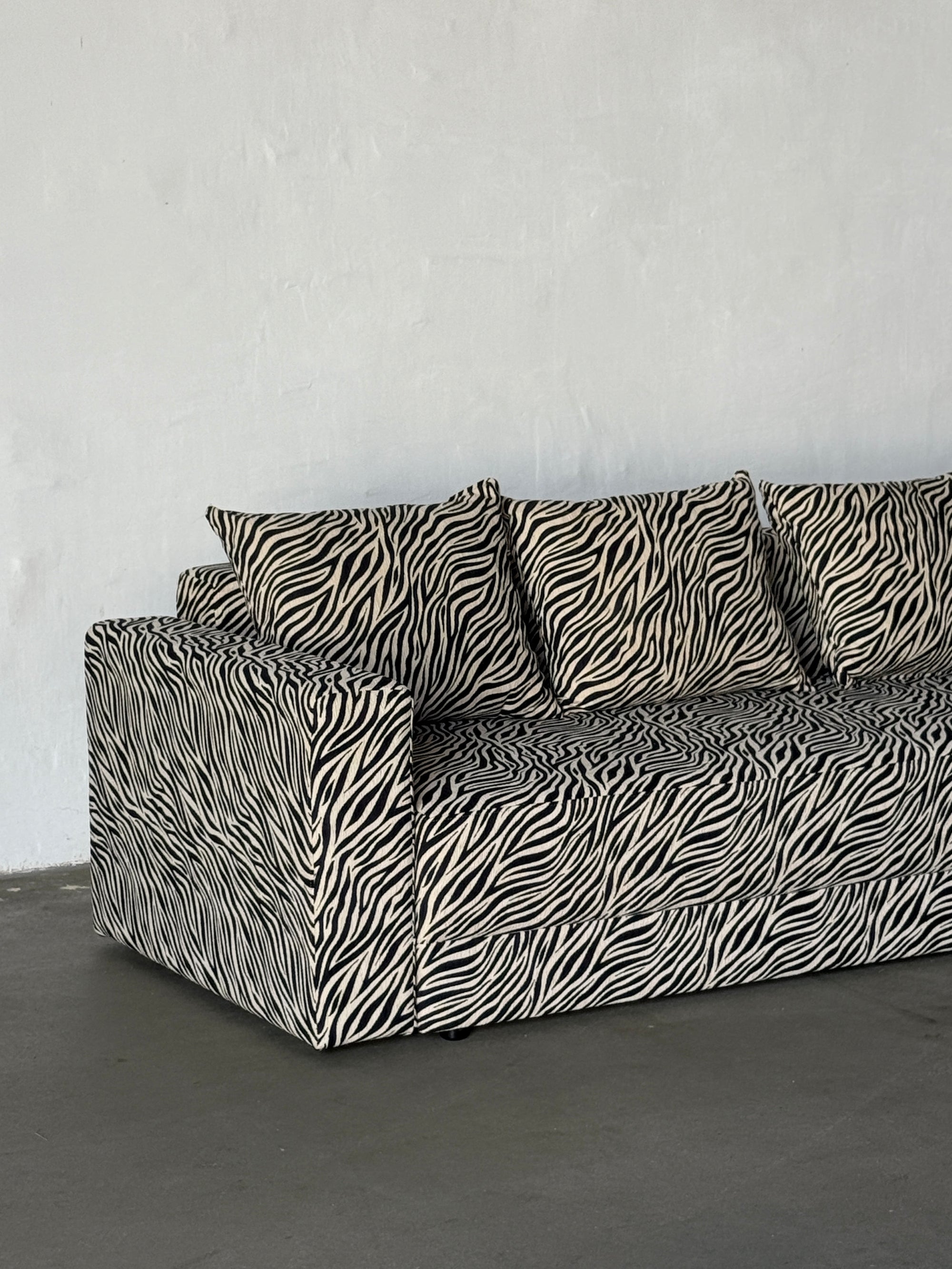 sofa z funkcją spania, zebra, lata 2000