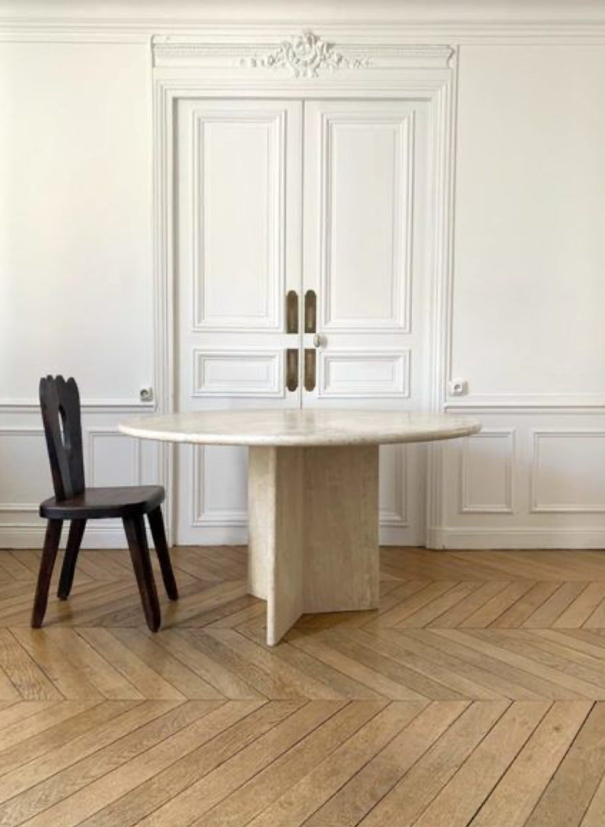 Stół jadalniany trawertyn, Francja, lata 80