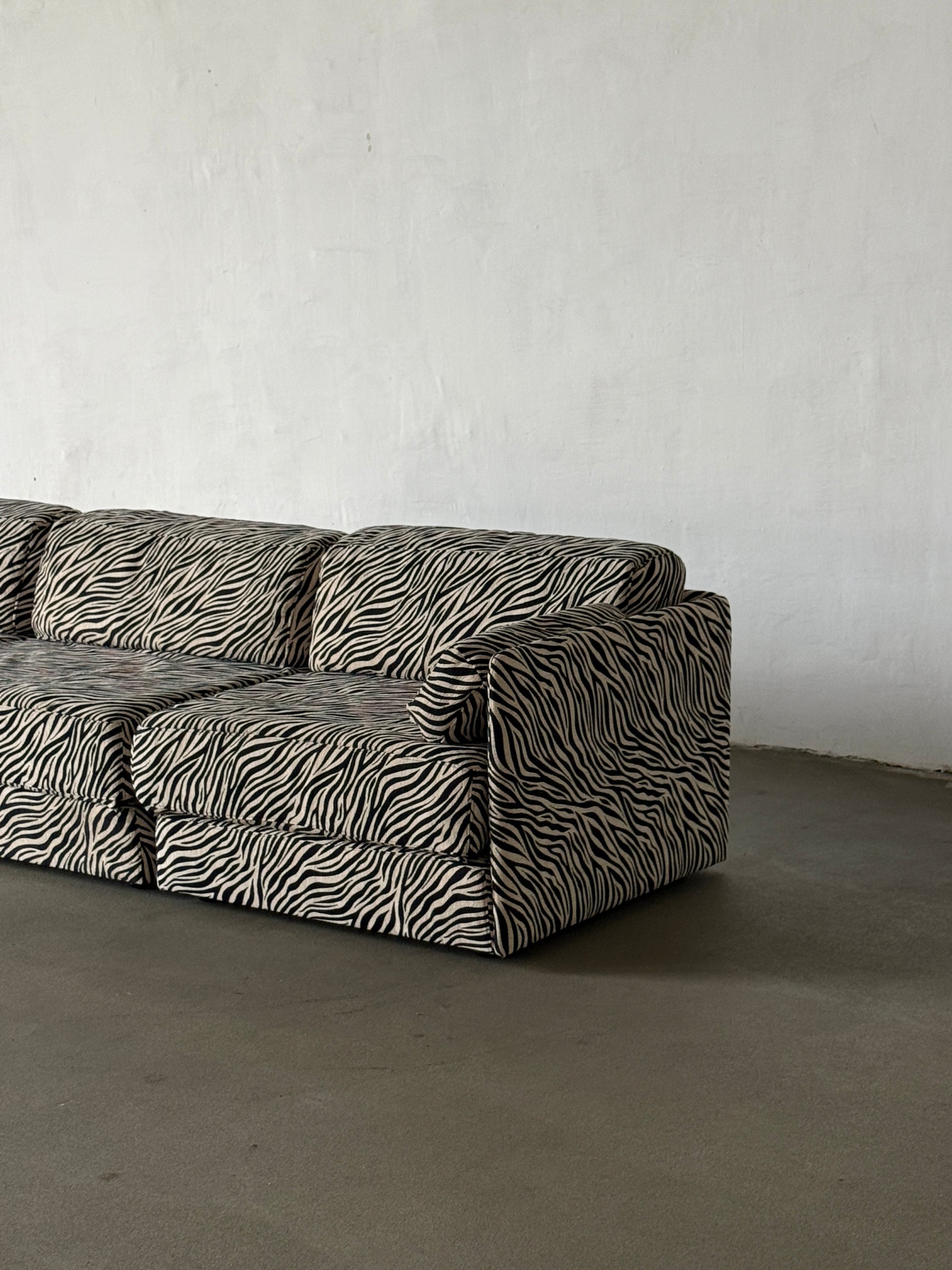 modułowa sofa De Sede DS76, lata 80, po renowacji, zebra, funkcja spania