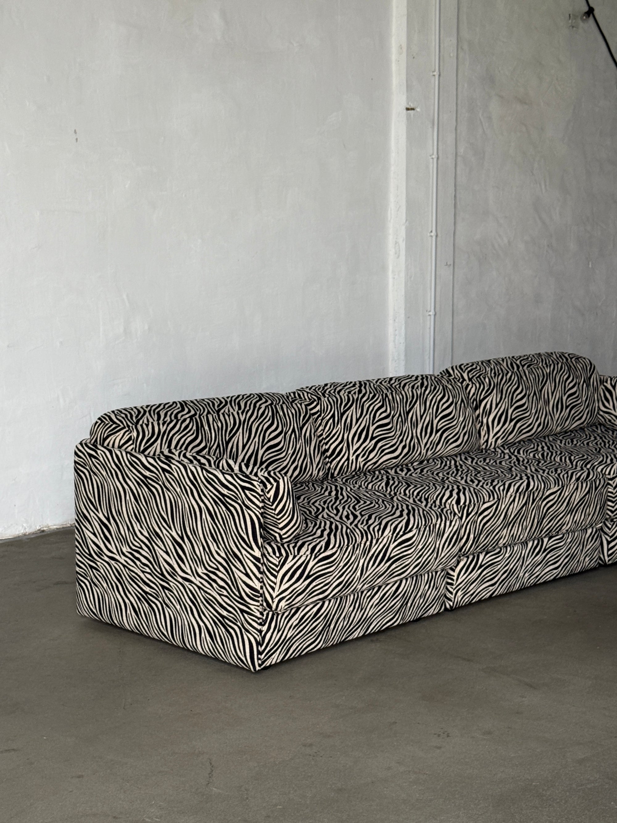 modułowa sofa De Sede DS76, lata 80, po renowacji, zebra, funkcja spania