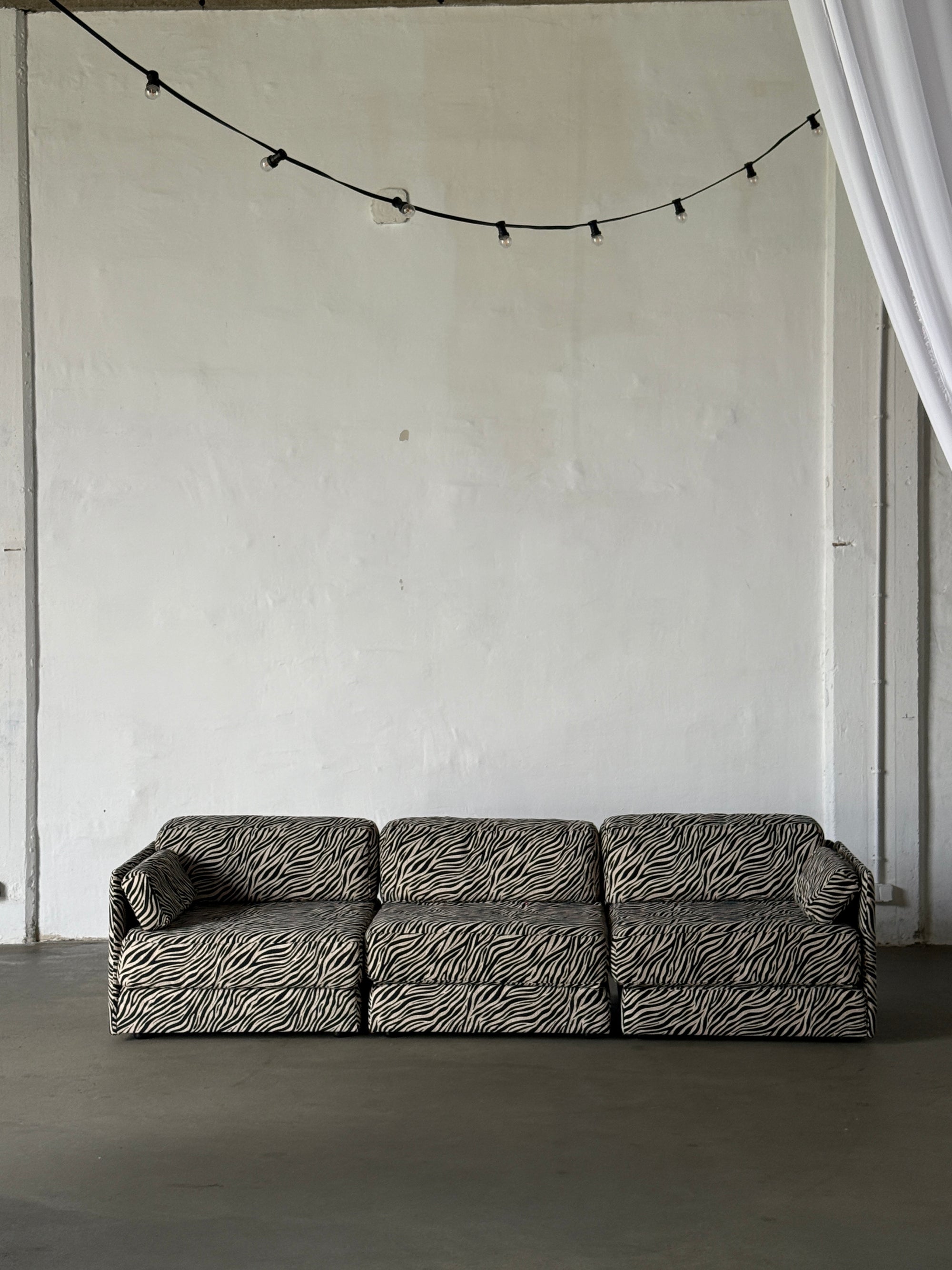 modułowa sofa De Sede DS76, lata 80, po renowacji, zebra, funkcja spania