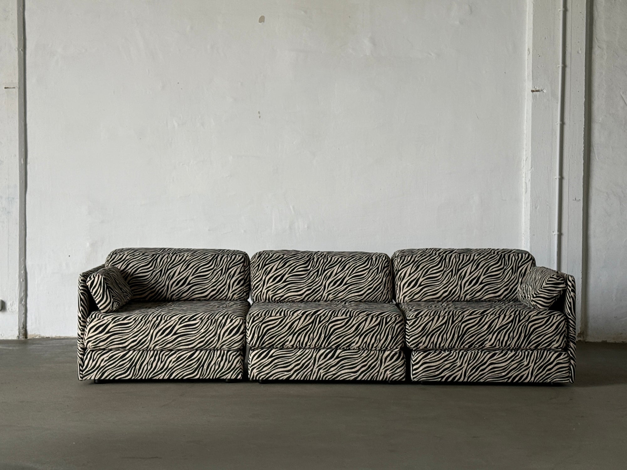 modułowa sofa De Sede DS76, lata 80, po renowacji, zebra, funkcja spania