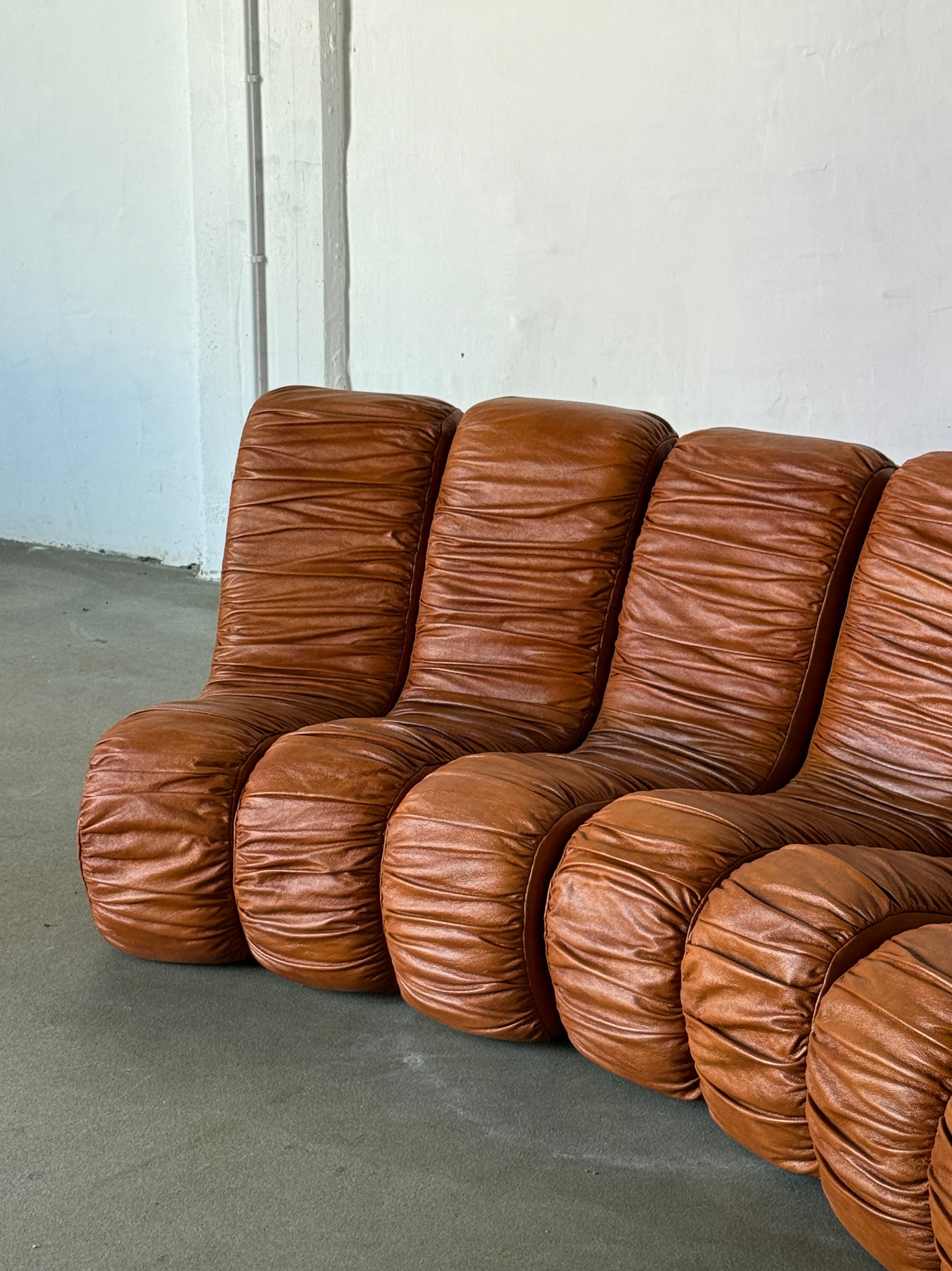 sofa modułowa Snejk, skóra karmelowa