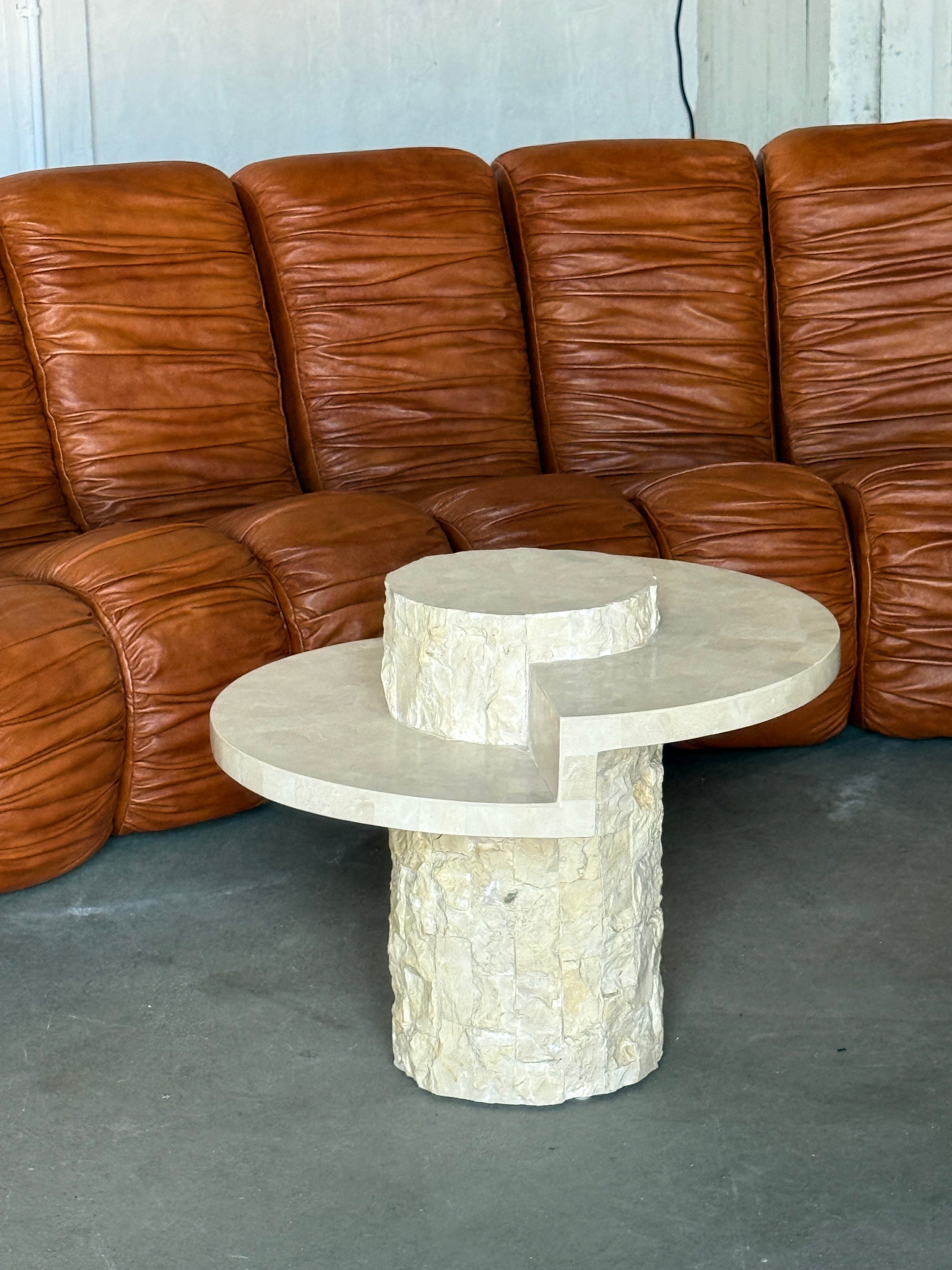 travertine coffee table, 70s