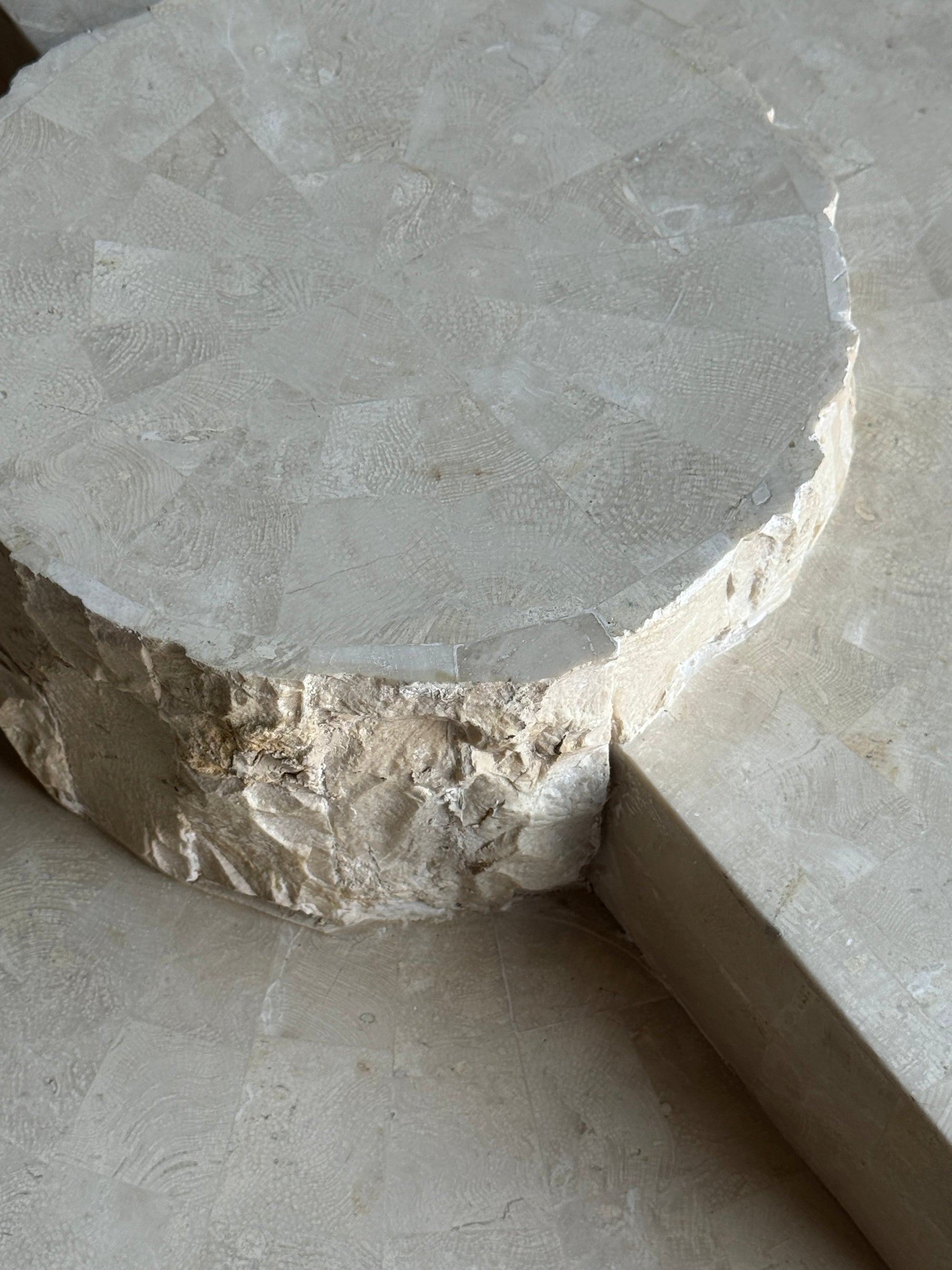 travertine coffee table, 70s