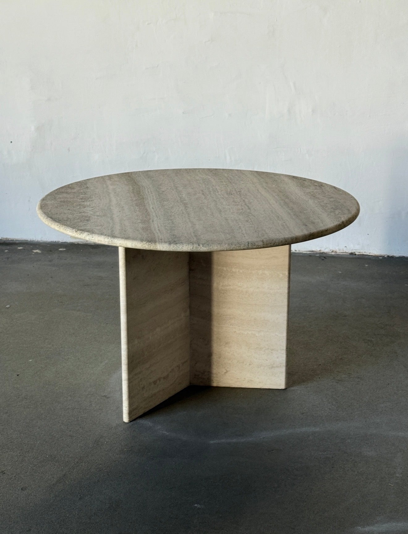 trawertyn dining table, France, 80s