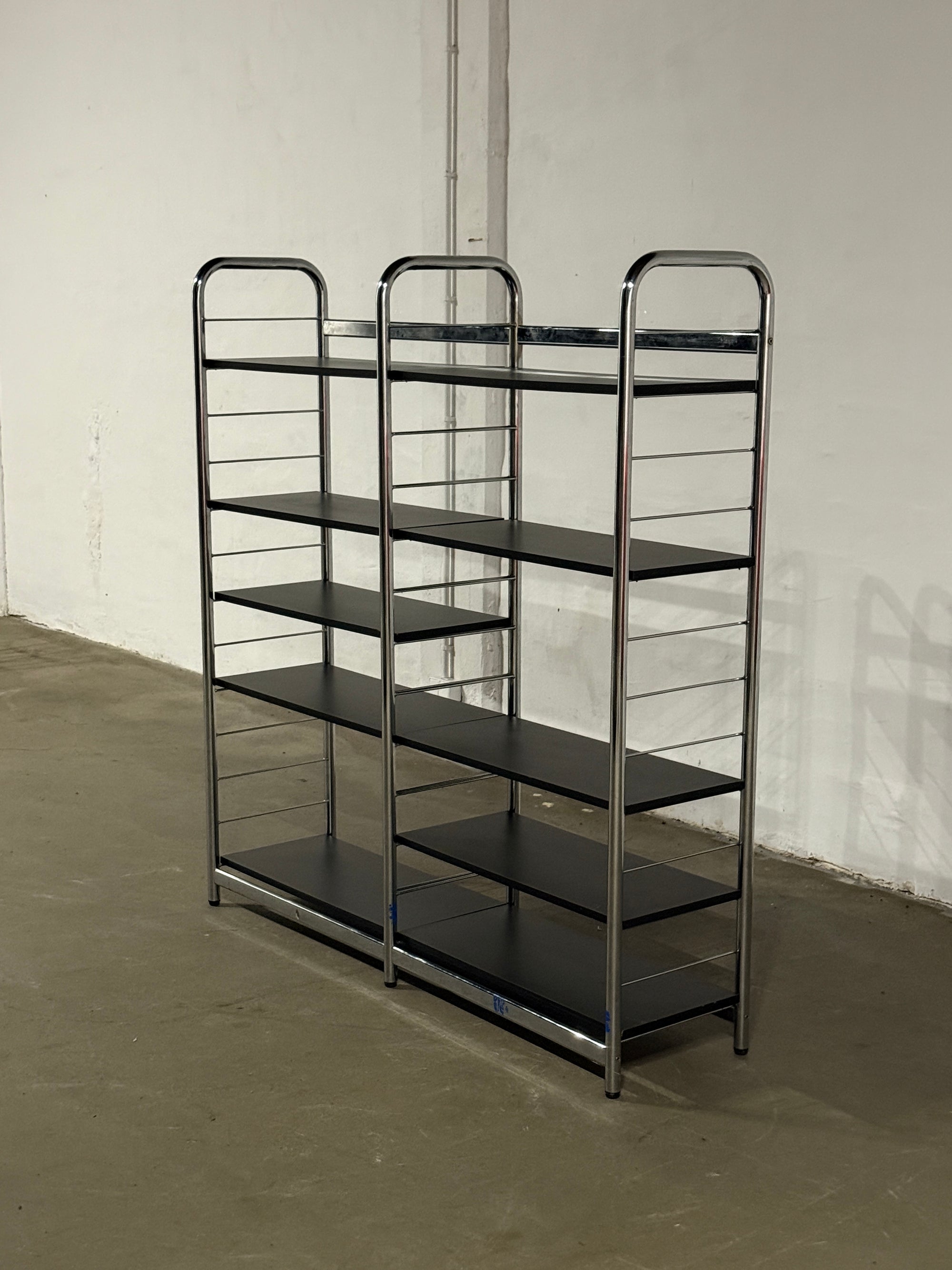 regał modułowy, chrom, Bauhaus, lata 70