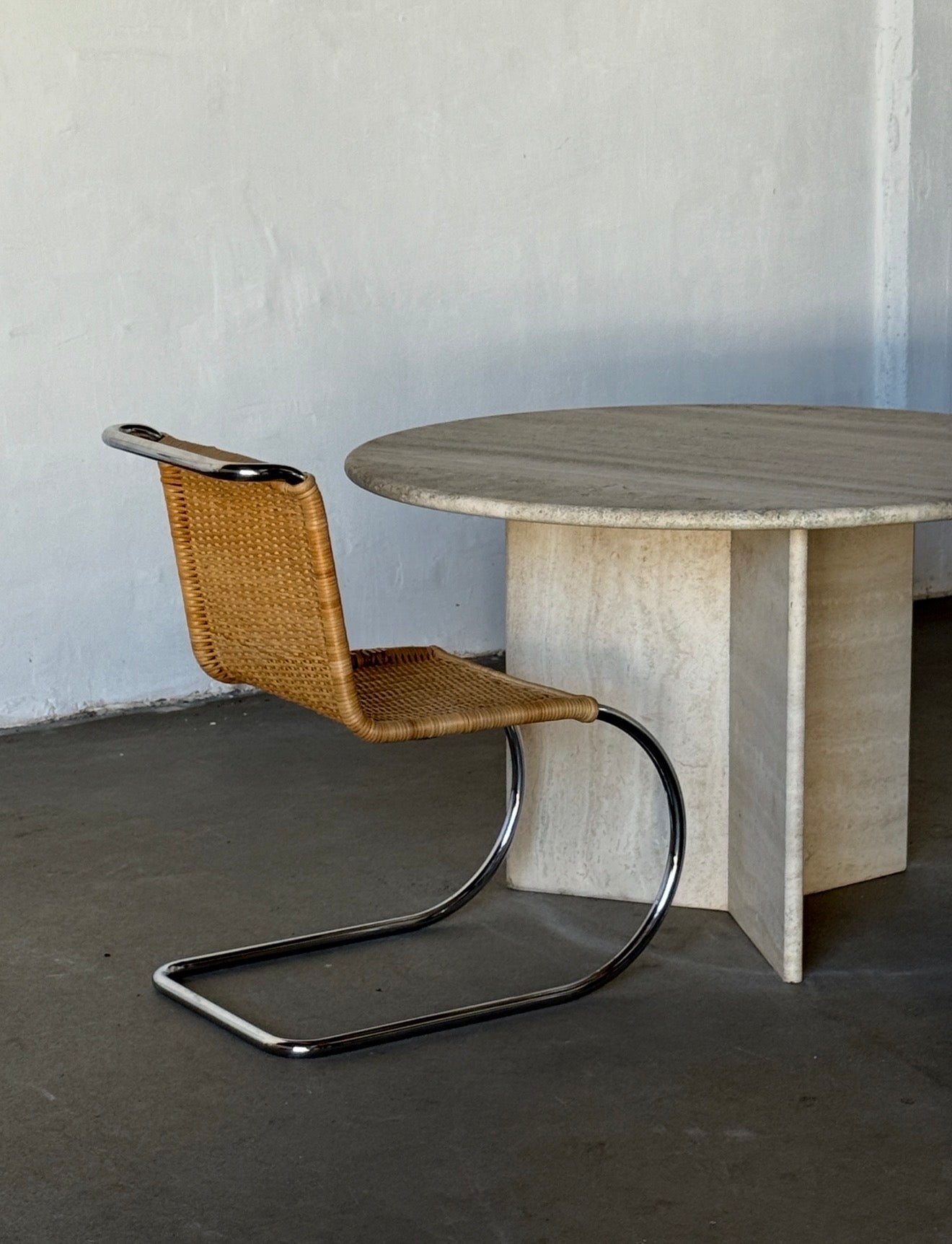 trawertyn dining table, France, 80s