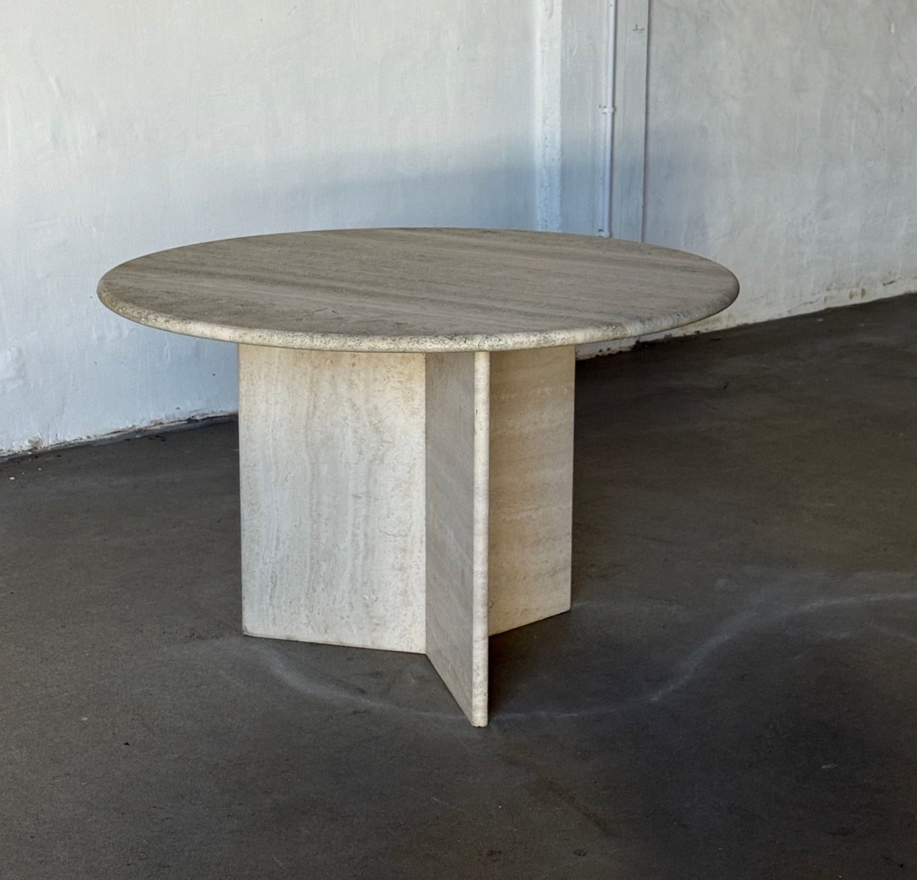 trawertyn dining table, France, 80s