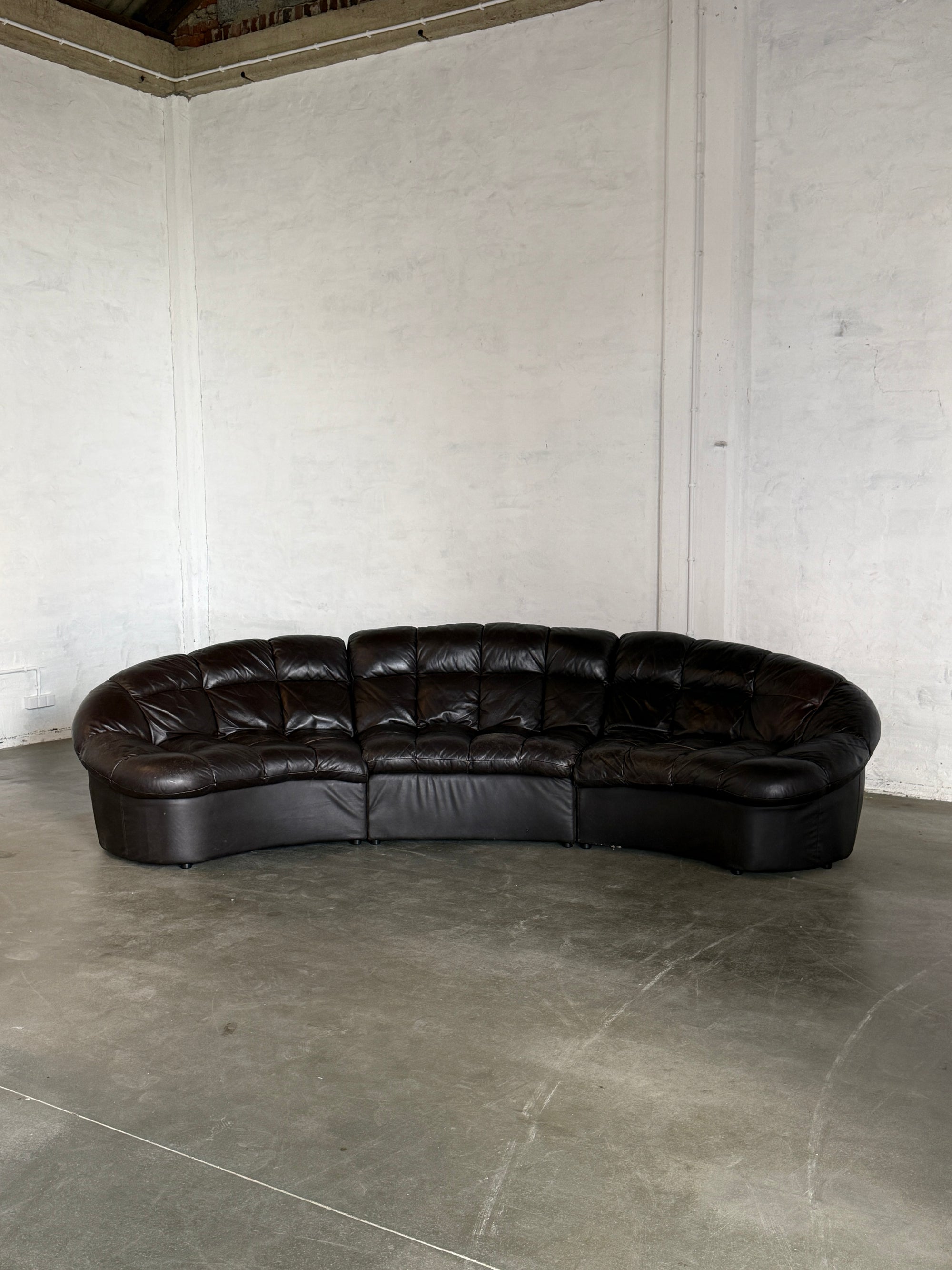 sofa modułowa Rogal, skóra naturalna, lata 90, super comfy