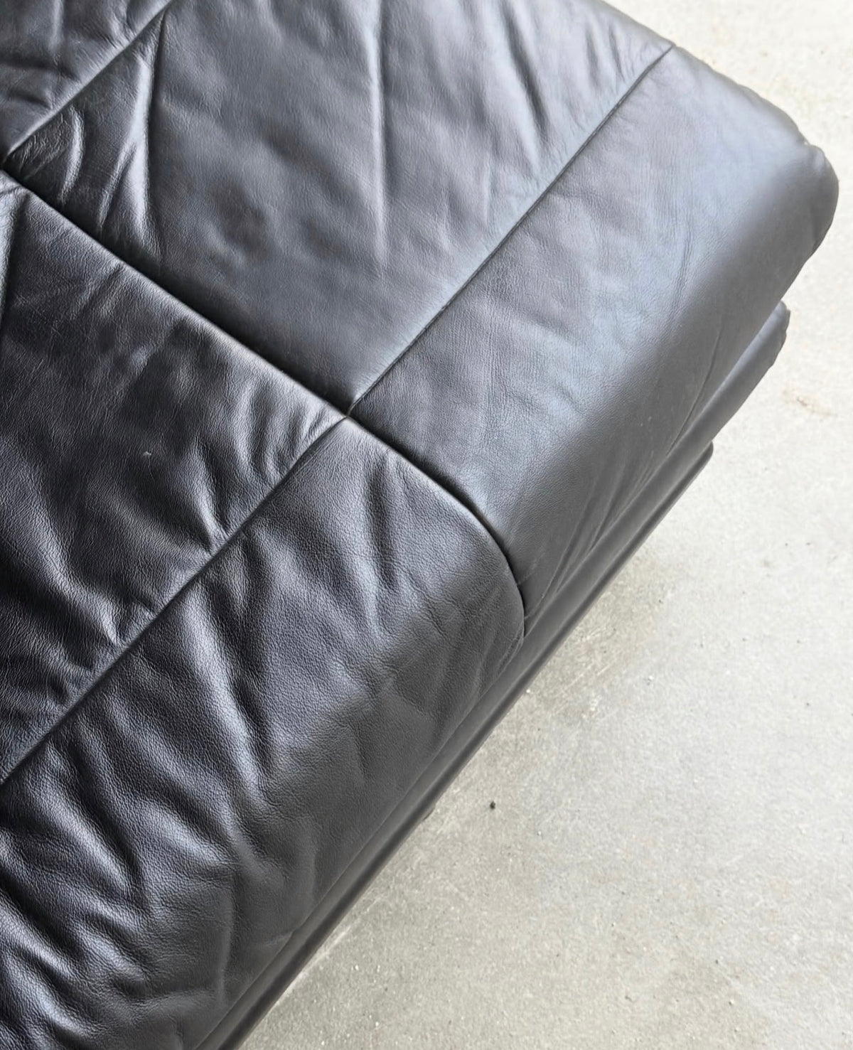 sofa z funkcją spania, lata 80, skóra naturalna