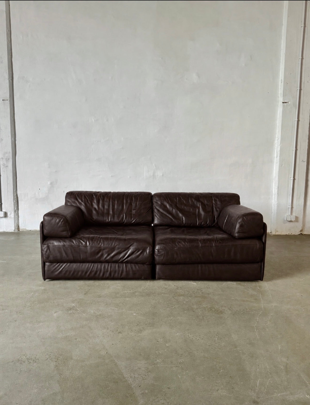 sofa De Sede DS76, funkcja spania, skóra w kolorze gorzkiej czekolady