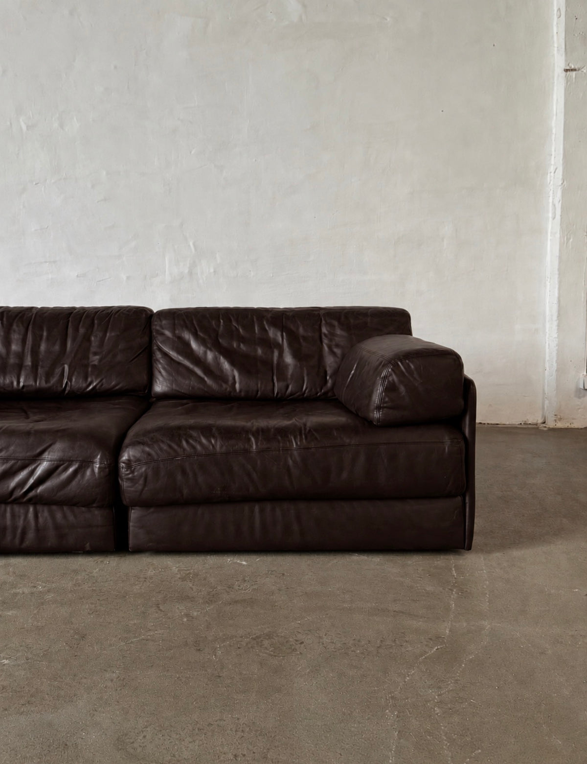 sofa De Sede DS76, funkcja spania, skóra w kolorze gorzkiej czekolady