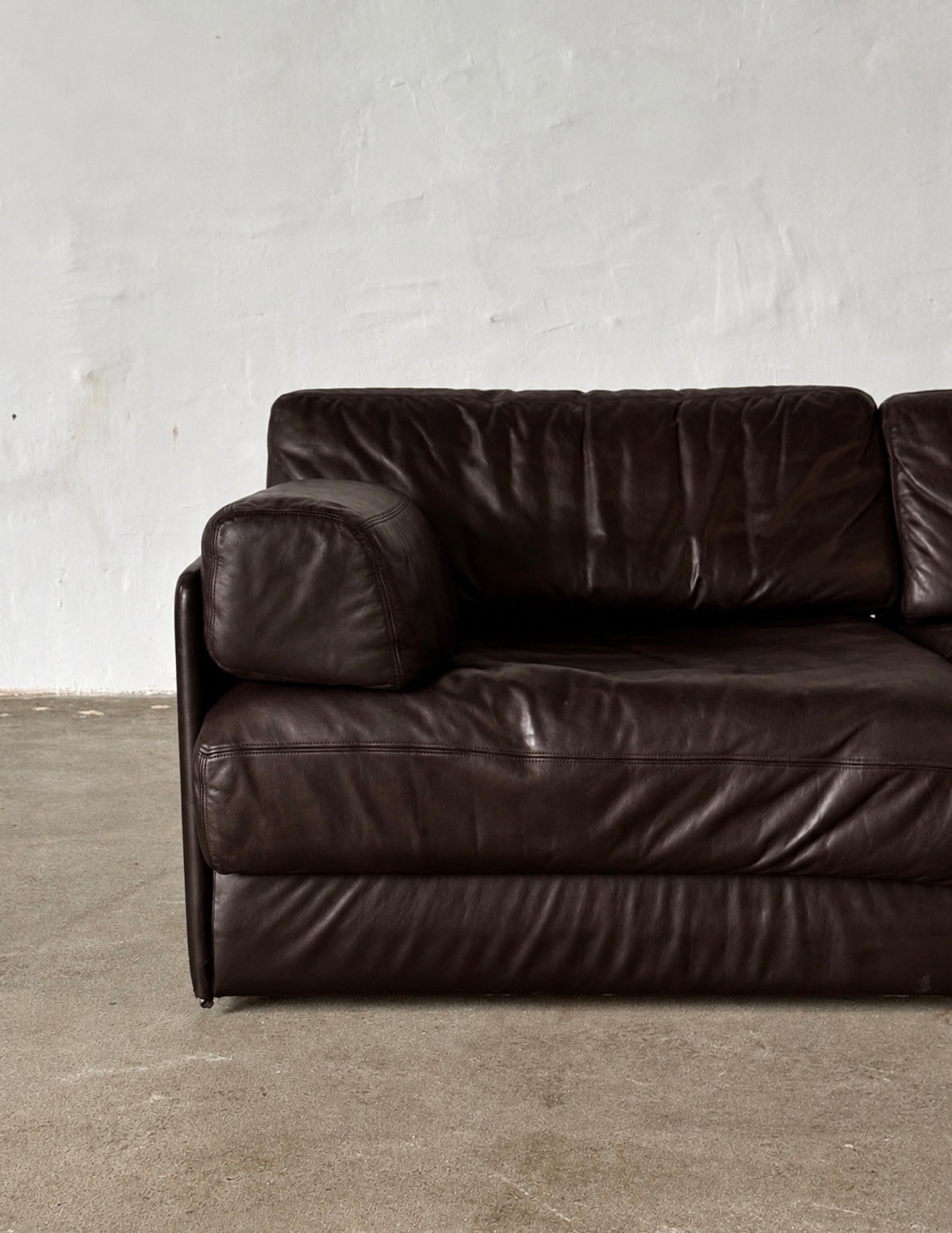 sofa De Sede DS76, funkcja spania, skóra w kolorze gorzkiej czekolady