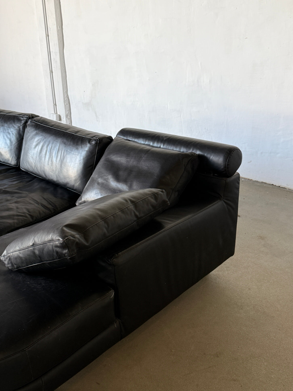 sofa, lata 90, Ligne Roset, skóra naturalna