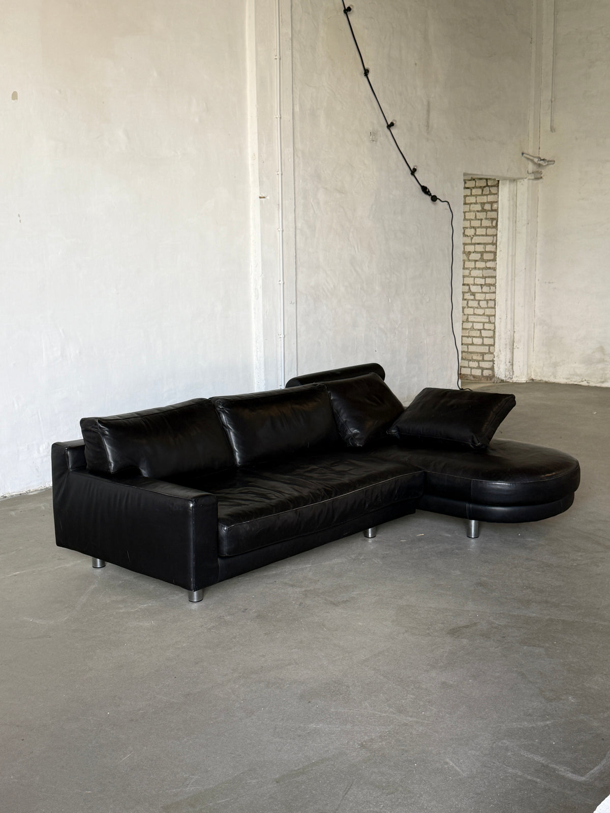sofa, lata 90, Ligne Roset, skóra naturalna