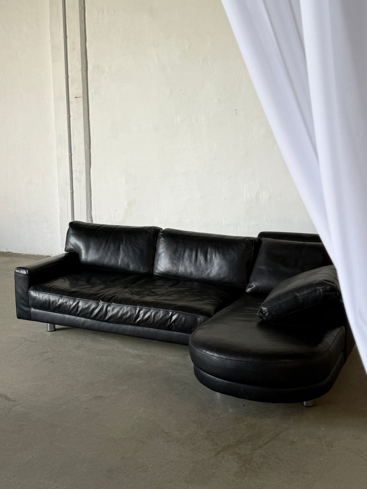 sofa, lata 90, Ligne Roset, skóra naturalna