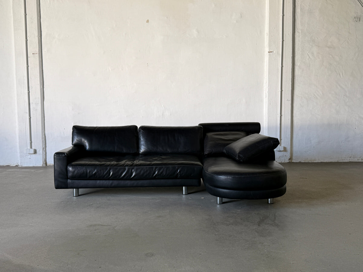 sofa, lata 90, Ligne Roset, skóra naturalna