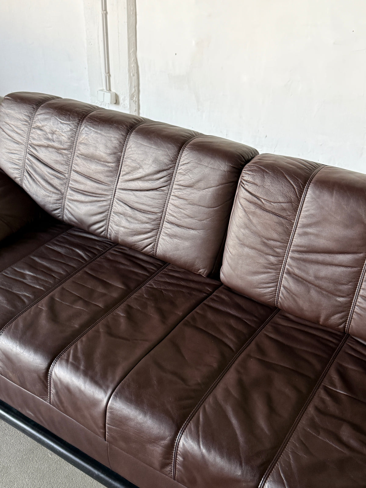 sofa z funkcją spania, lata 80, brąz