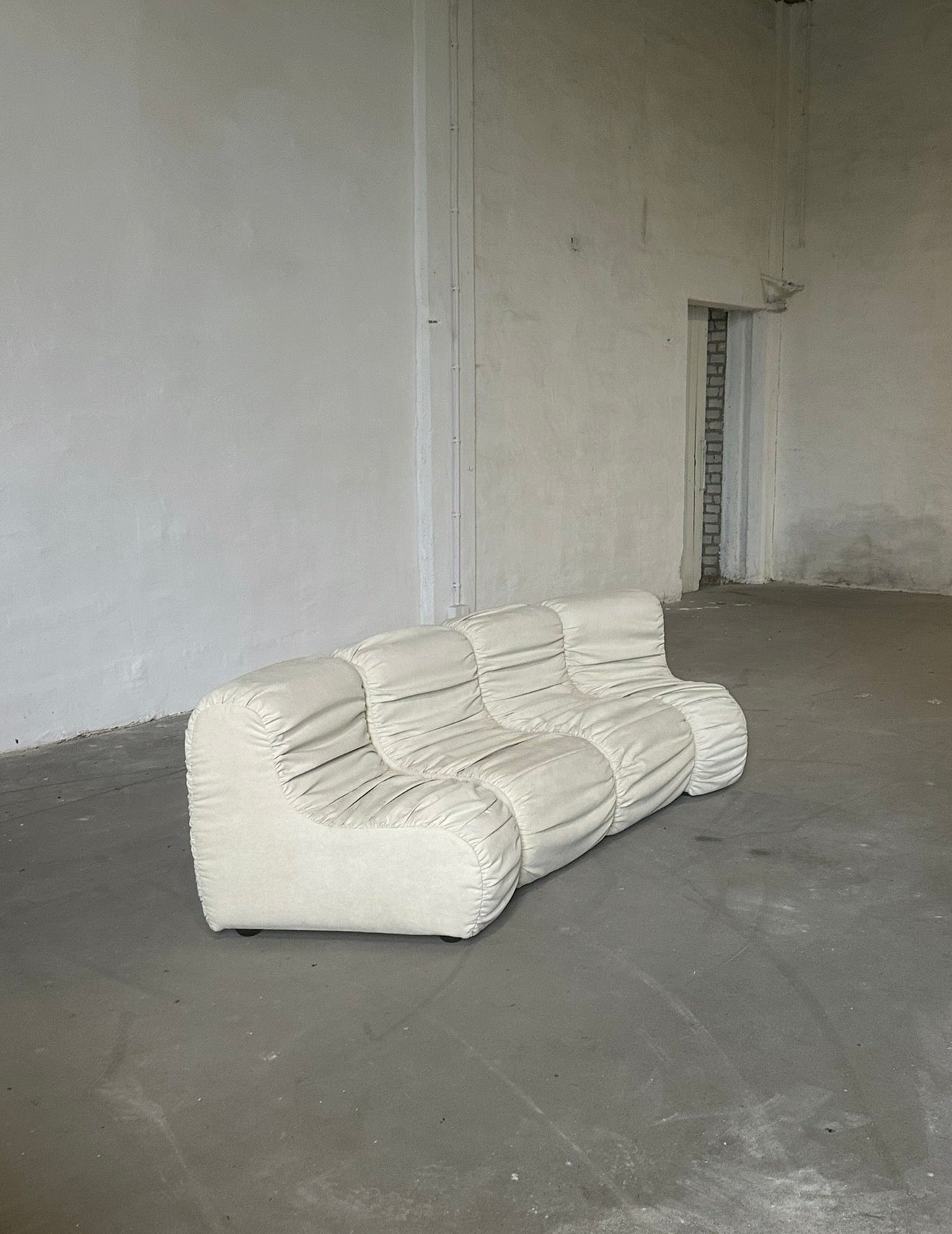 sofa modułowa, lata 60, seashell, po renowacji