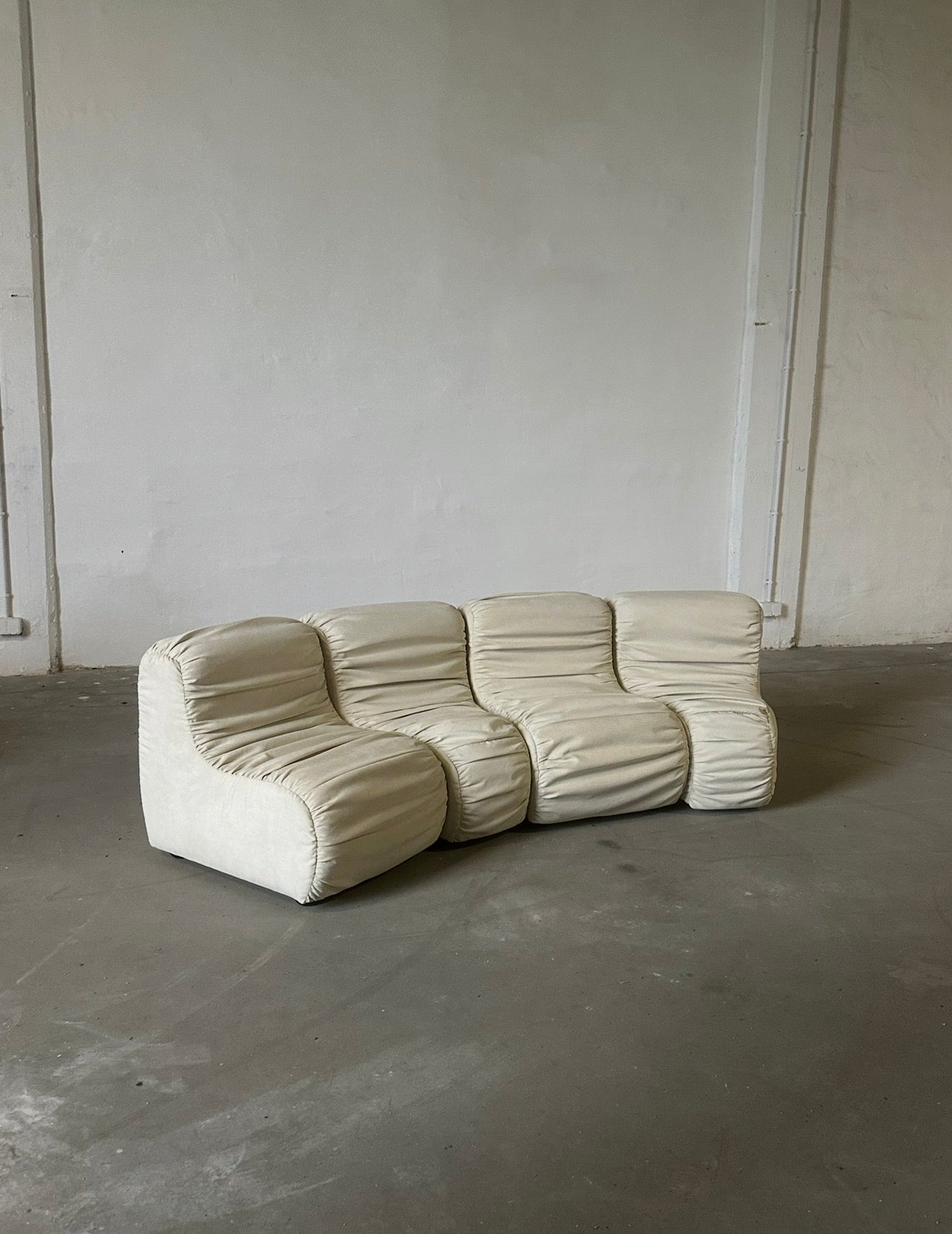 sofa modułowa, lata 60, seashell, po renowacji