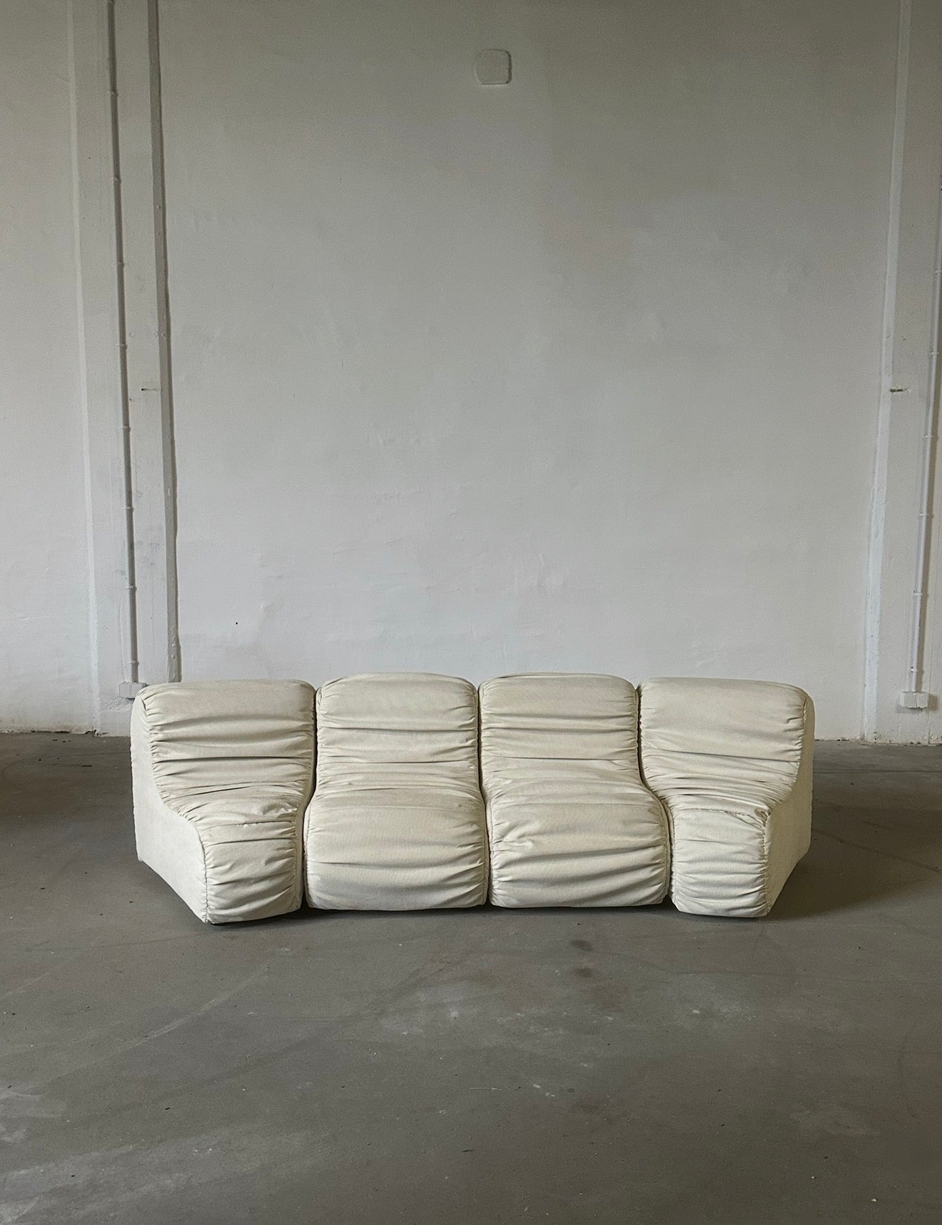 sofa modułowa, lata 60, seashell, po renowacji